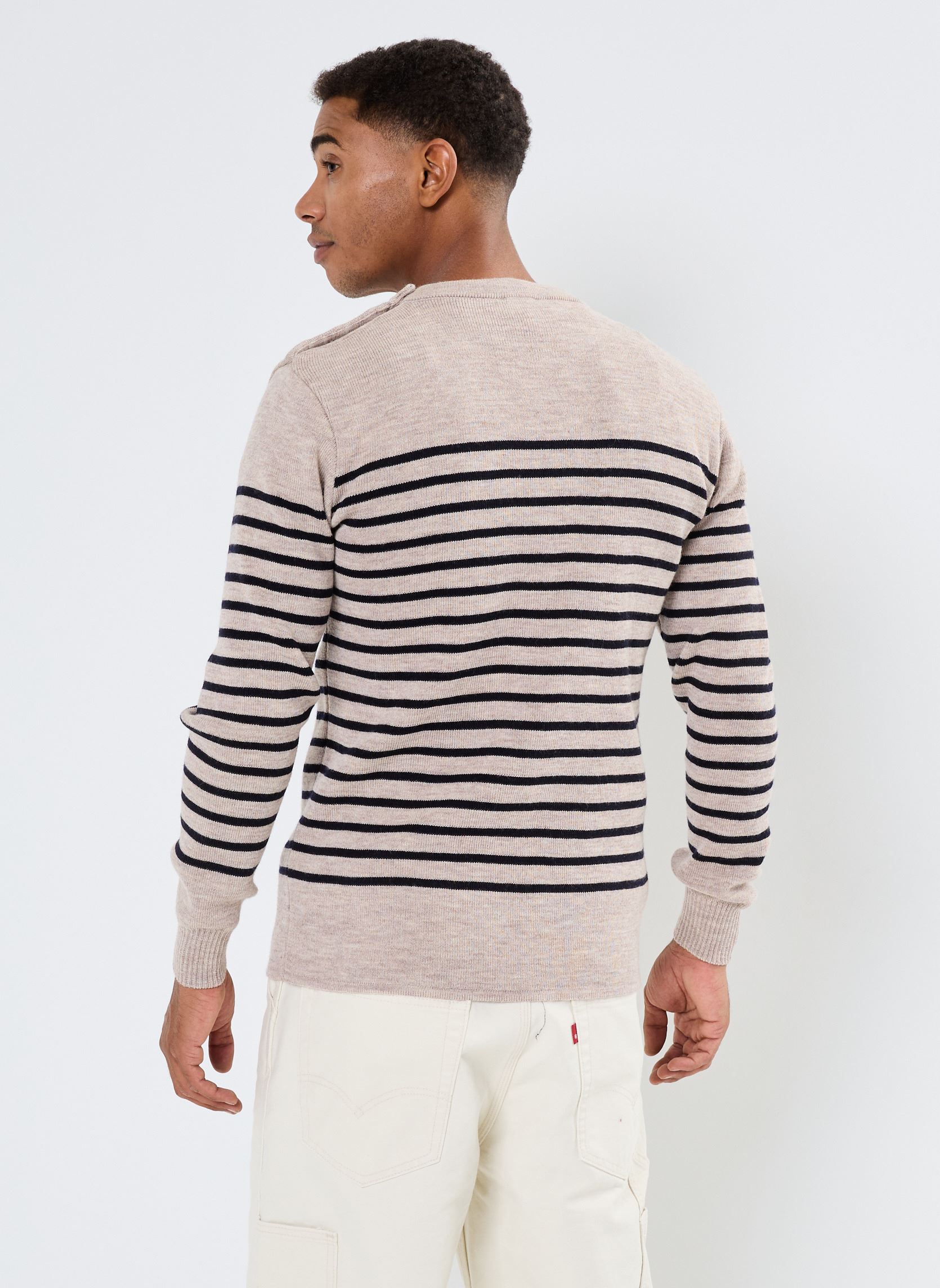 Pulls Pull marin homme beige Armor Lux Pulls Pull marin homme beige Sandstone chiné/Rich Navy