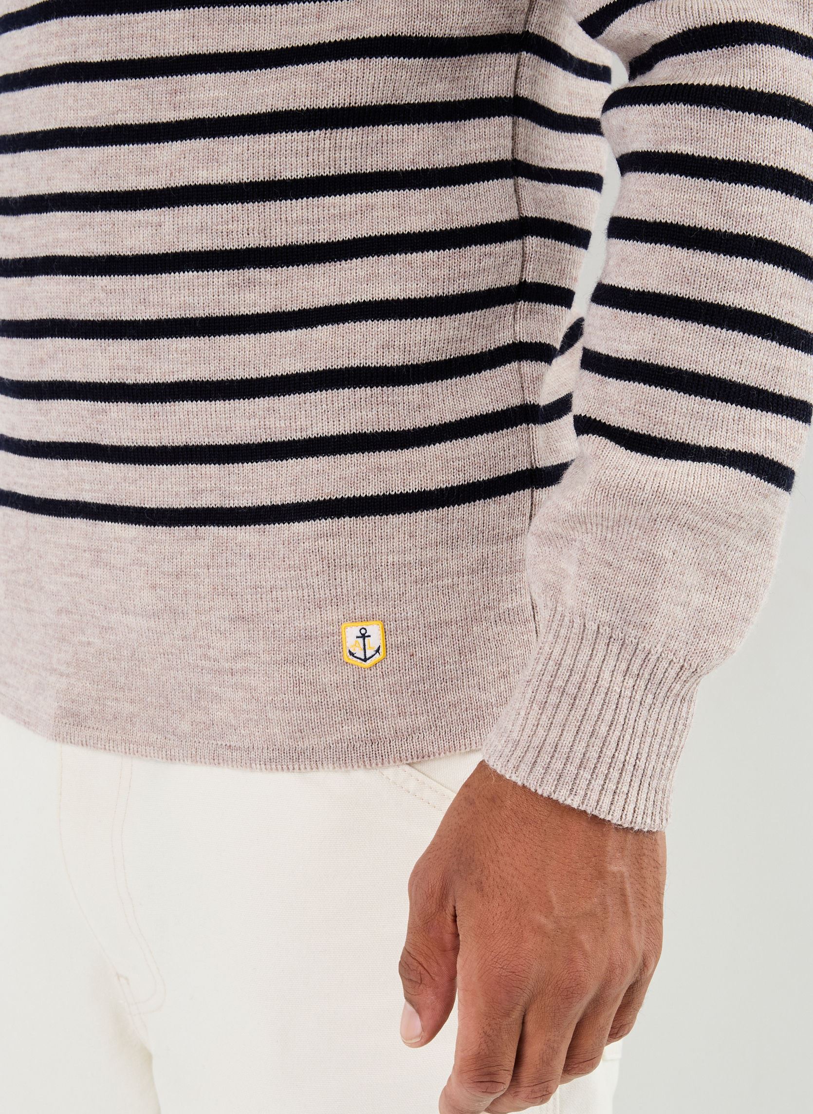 Pulls Pull marin homme beige Armor Lux Pulls Pull marin homme beige Sandstone chiné/Rich Navy