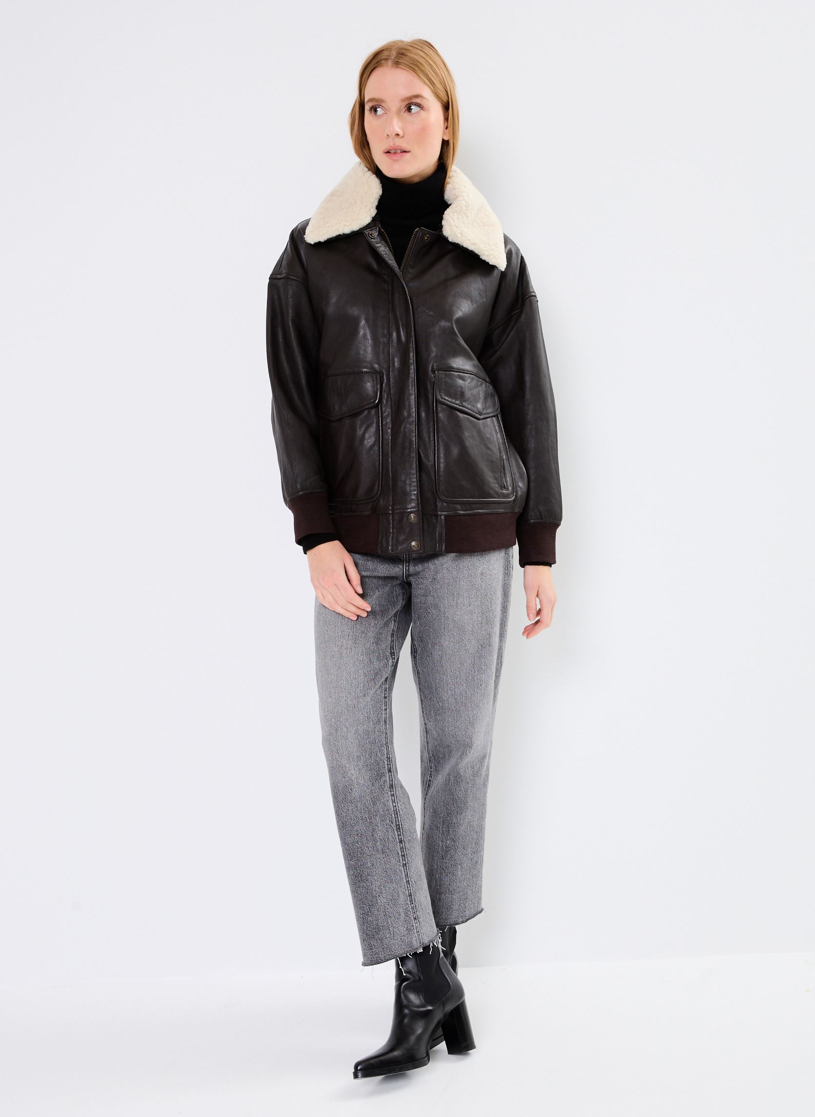 Jacken Blouson Femme Aviateur Oversize damen braun Schott Jacken Blouson Femme Aviateur Oversize damen braun BROWN