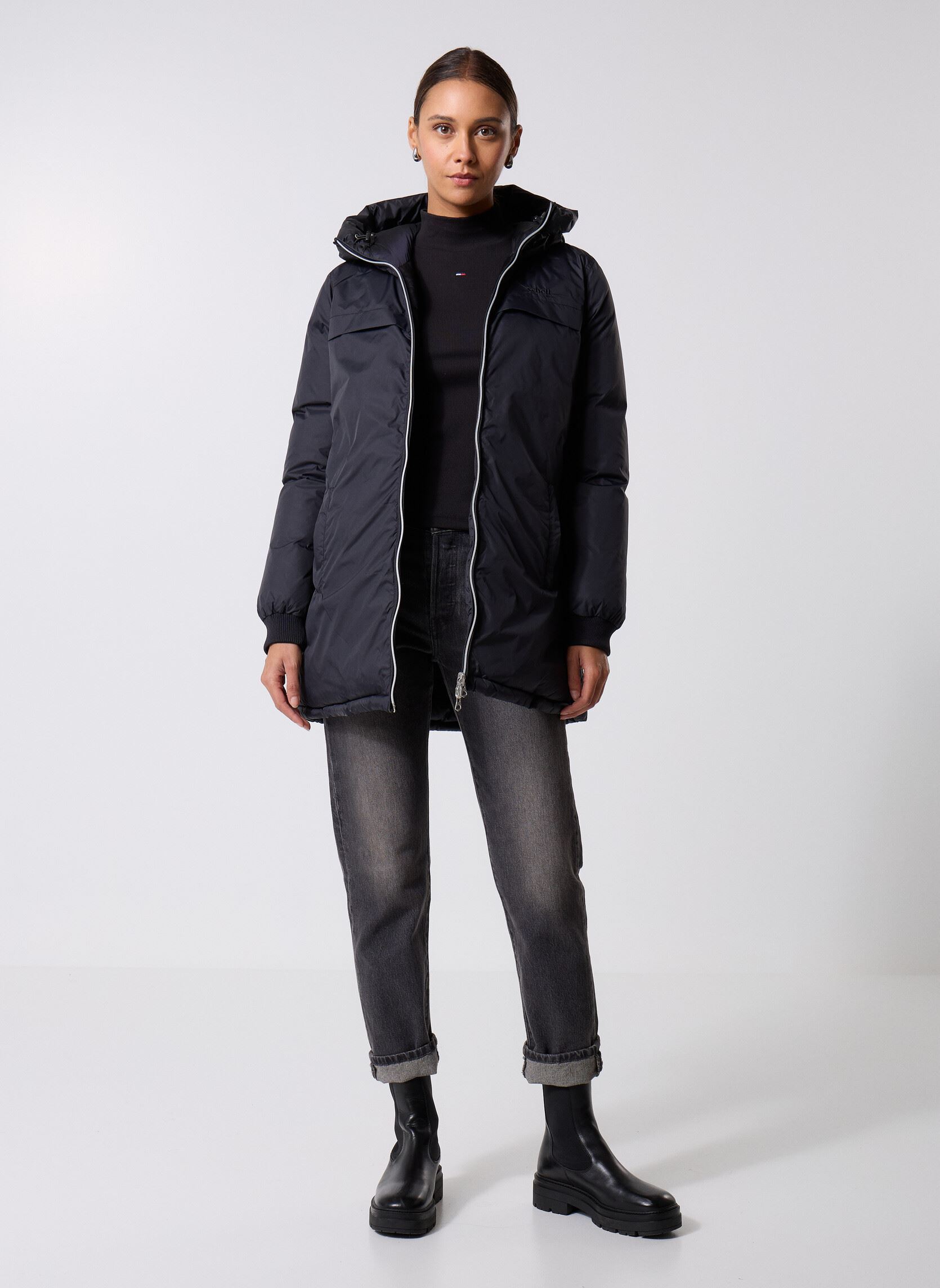 Doudounes Longue Doudoune Reversible femme noir Schott Doudounes Longue Doudoune Reversible femme noir RIVERSA2W-BLACK/BLACK