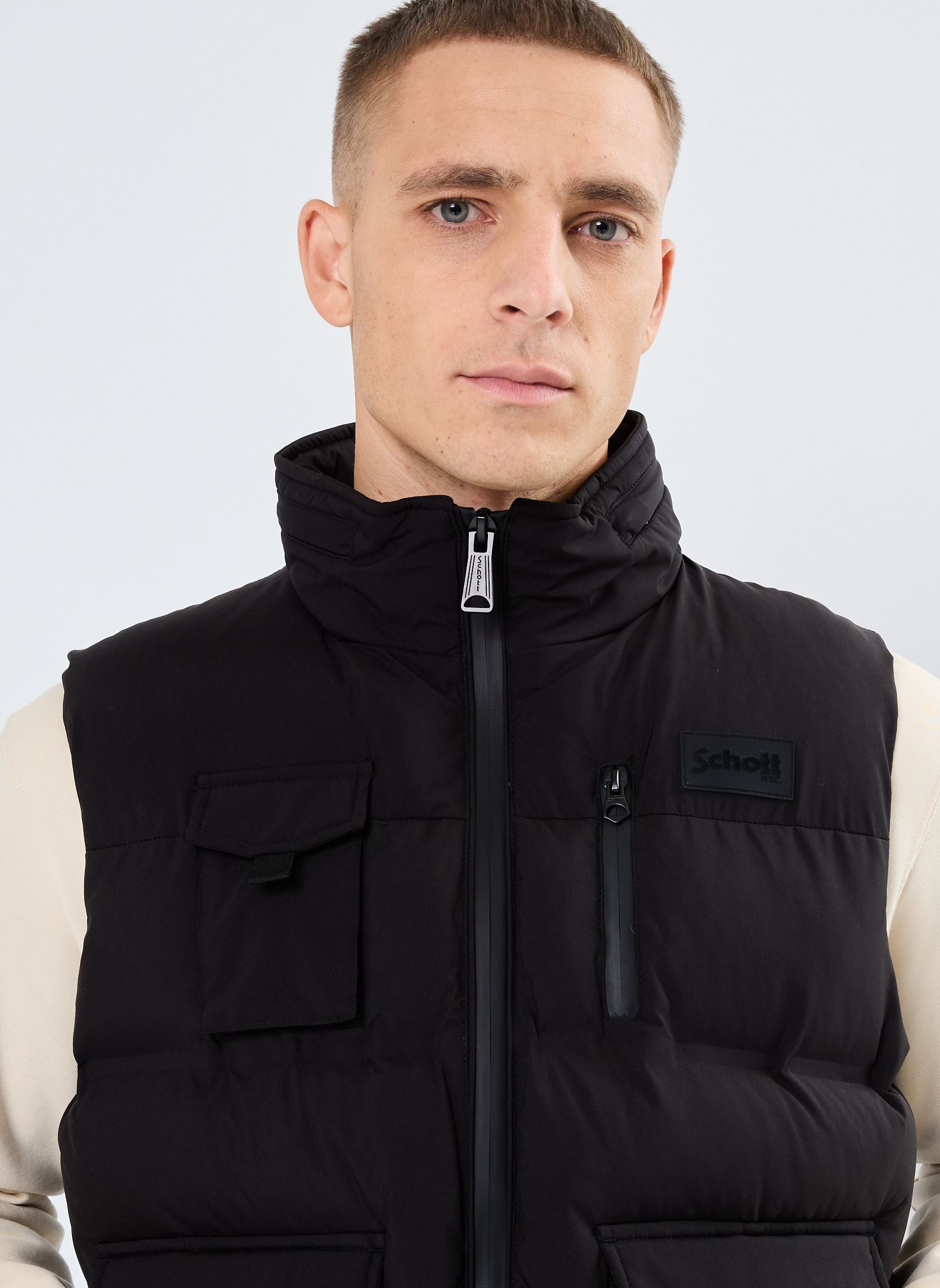 Jacken Gilet Matelasse Fonctionnel Schott herren schwarz Schott Jacken Gilet Matelasse Fonctionnel Schott herren schwarz BLACK