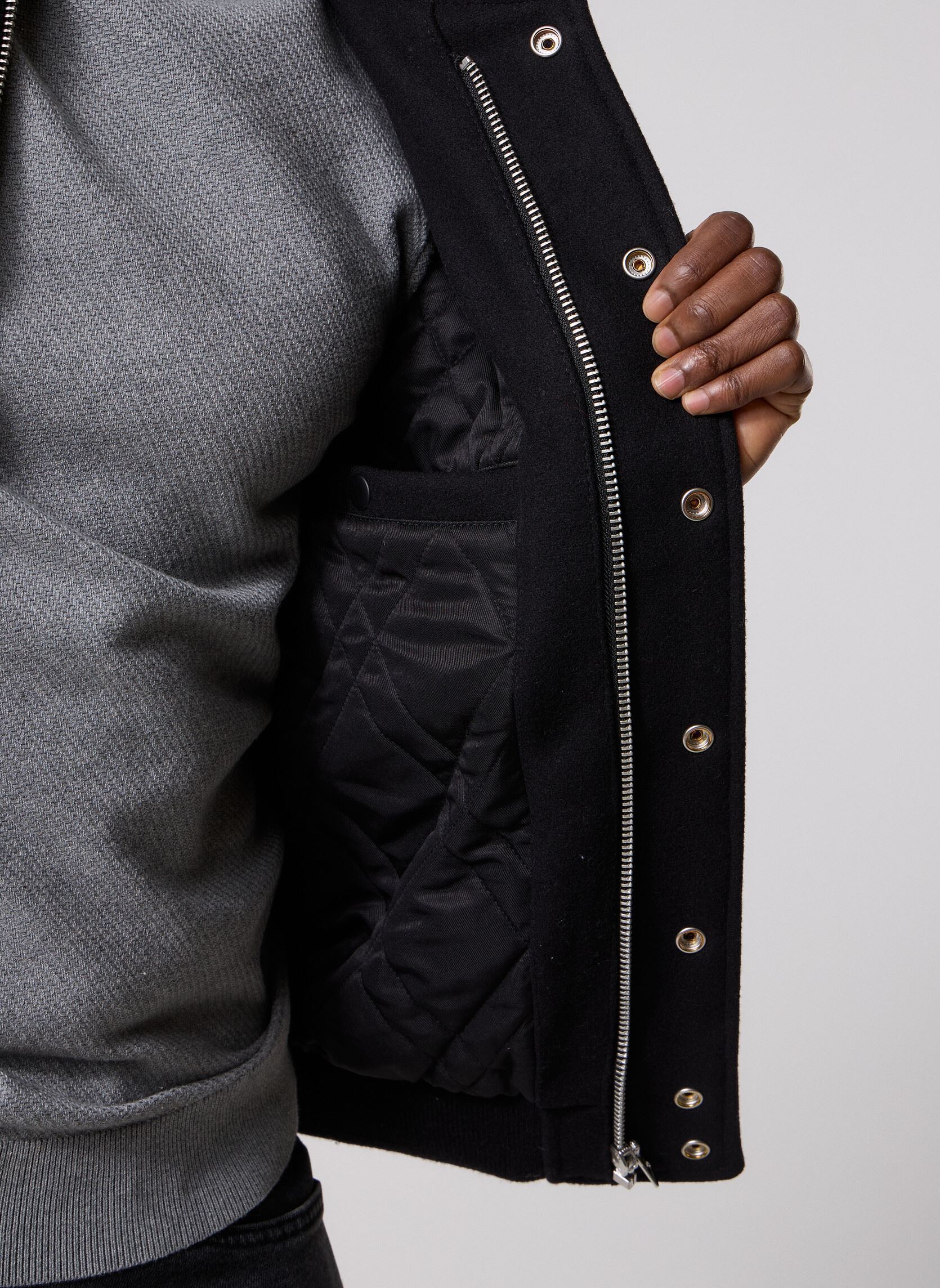 Blousons Blouson Universite Bi-matiere Cuir/laine homme noir Schott Blousons Blouson Universite Bi-matiere Cuir/laine homme noir BLACK/BLACK