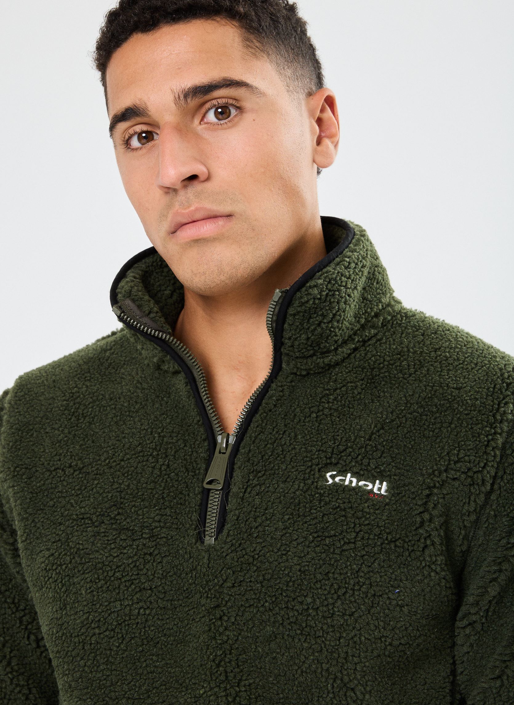 Jassen Gros Sweat 1/2 Zip Logo Casual Schott heren groen Schott Jassen Gros Sweat 1/2 Zip Logo Casual Schott heren groen KAKI