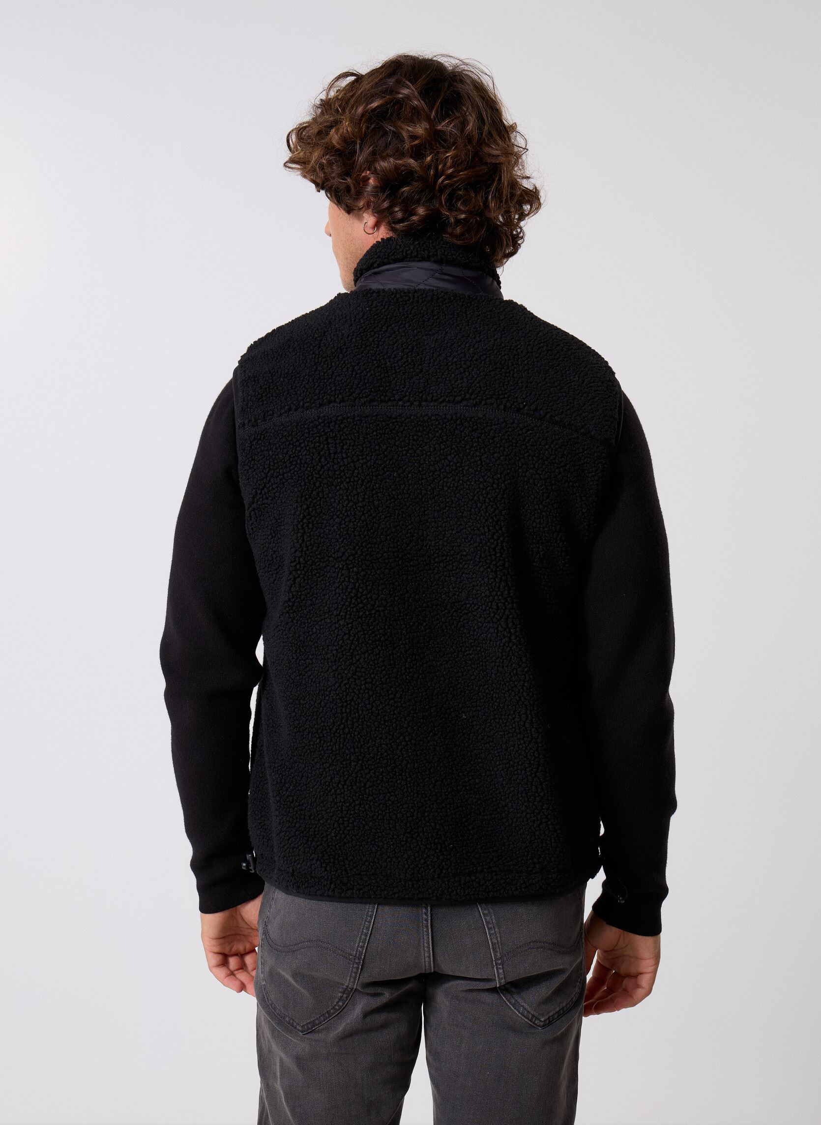 Fleece truien Cardigan Sans Manches Sherpa Nylon Schot heren zwart Schott Fleece truien Cardigan Sans Manches Sherpa Nylon Schot heren zwart SWWILLV-BLACK/BLACK