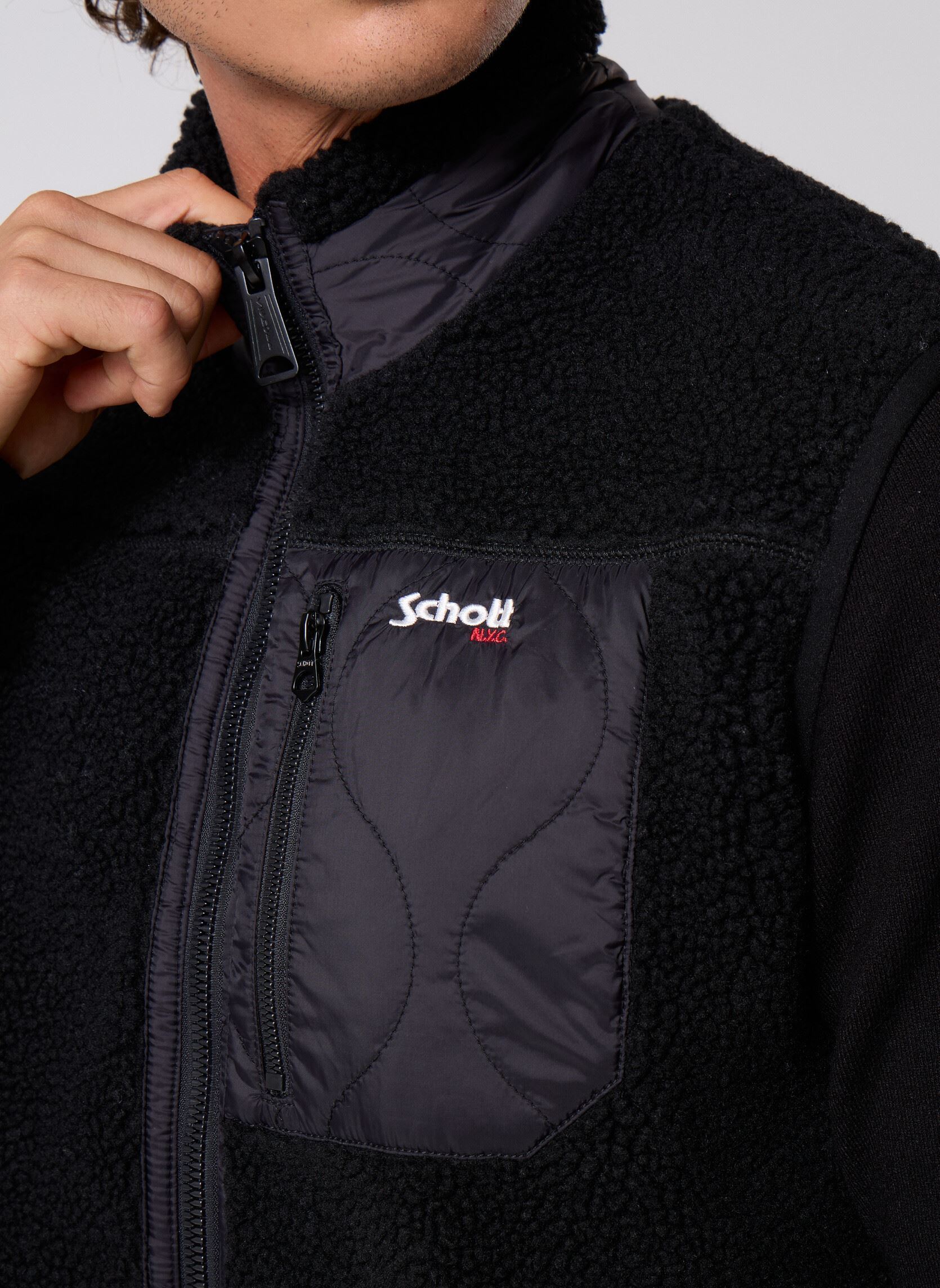 Fleece truien Cardigan Sans Manches Sherpa Nylon Schot heren zwart Schott Fleece truien Cardigan Sans Manches Sherpa Nylon Schot heren zwart SWWILLV-BLACK/BLACK