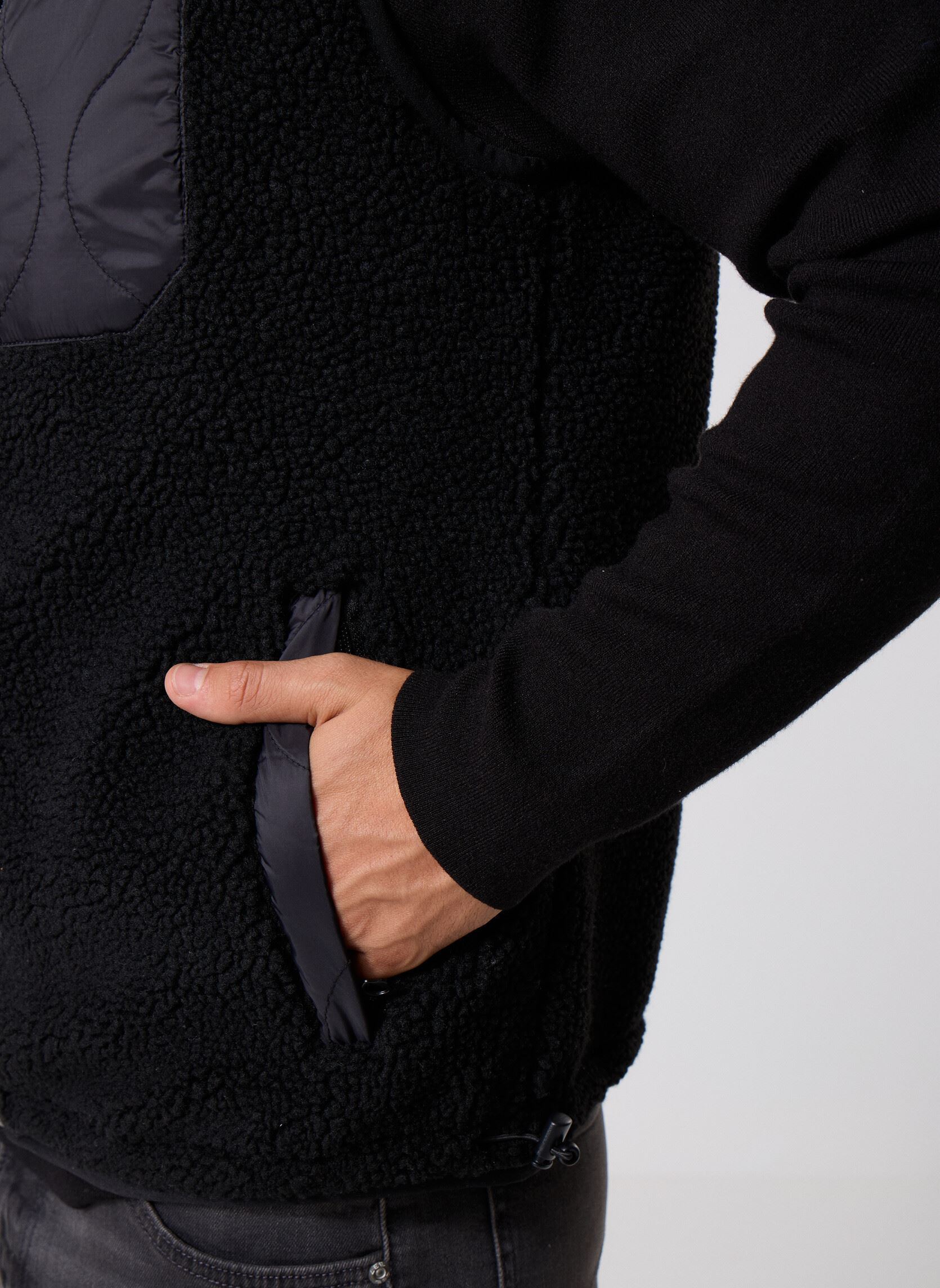 Fleece truien Cardigan Sans Manches Sherpa Nylon Schot heren zwart Schott Fleece truien Cardigan Sans Manches Sherpa Nylon Schot heren zwart SWWILLV-BLACK/BLACK