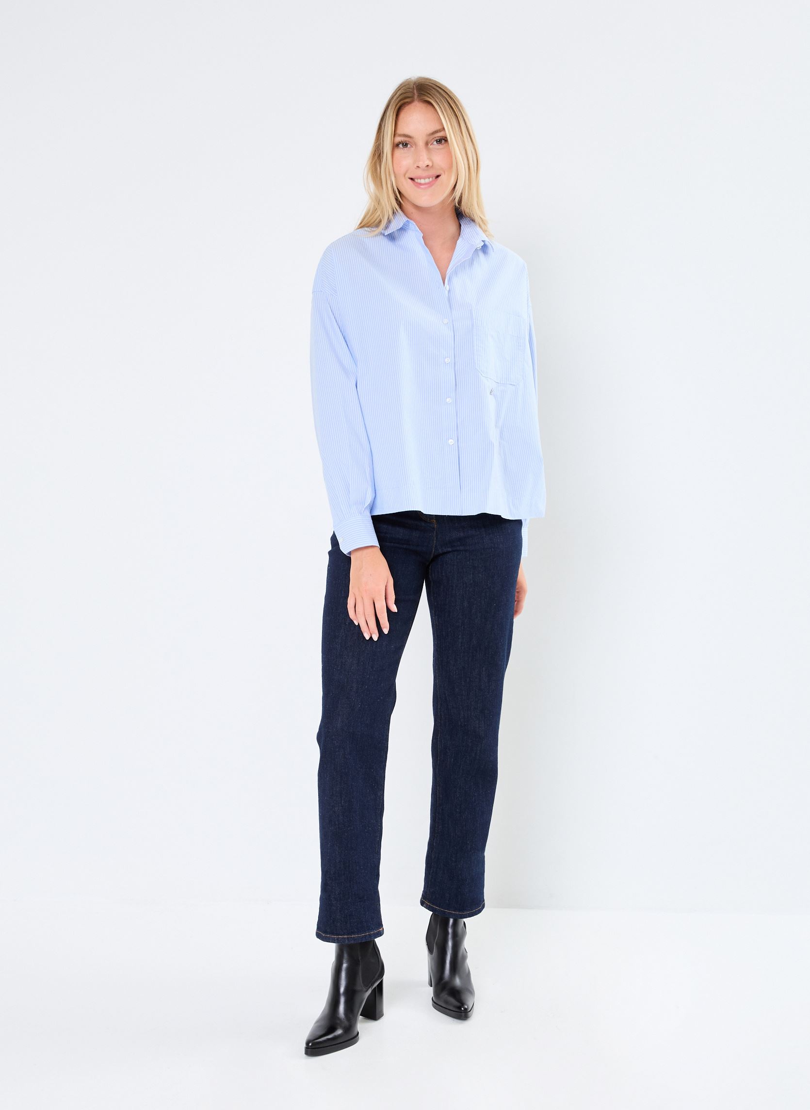 Camicie a maniche lunghe Chemise Rayures donna blu Replay Camicie a maniche lunghe Chemise Rayures donna blu WHITE/BLUE