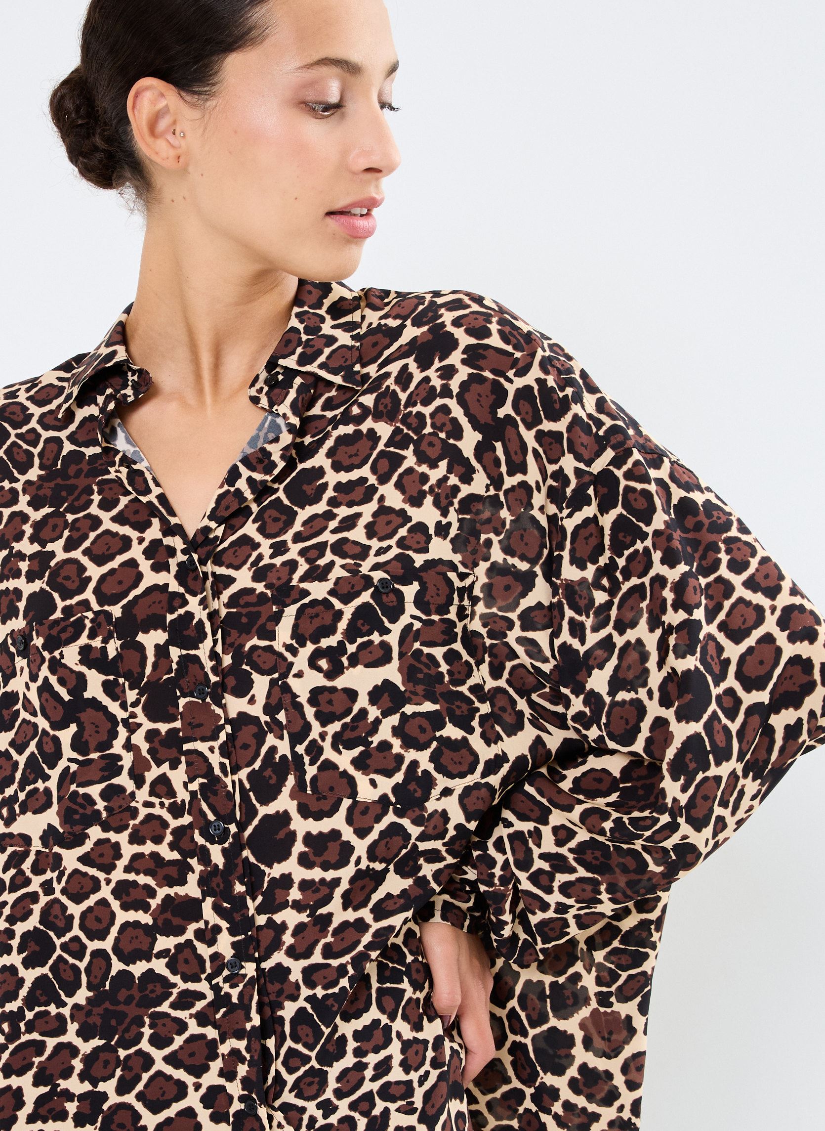 Chemises manches longues Chemise Oversize Leopard femme multicolore Replay Chemises manches longues Chemise Oversize Leopard femme multicolore BROWN/BLACK/SAND