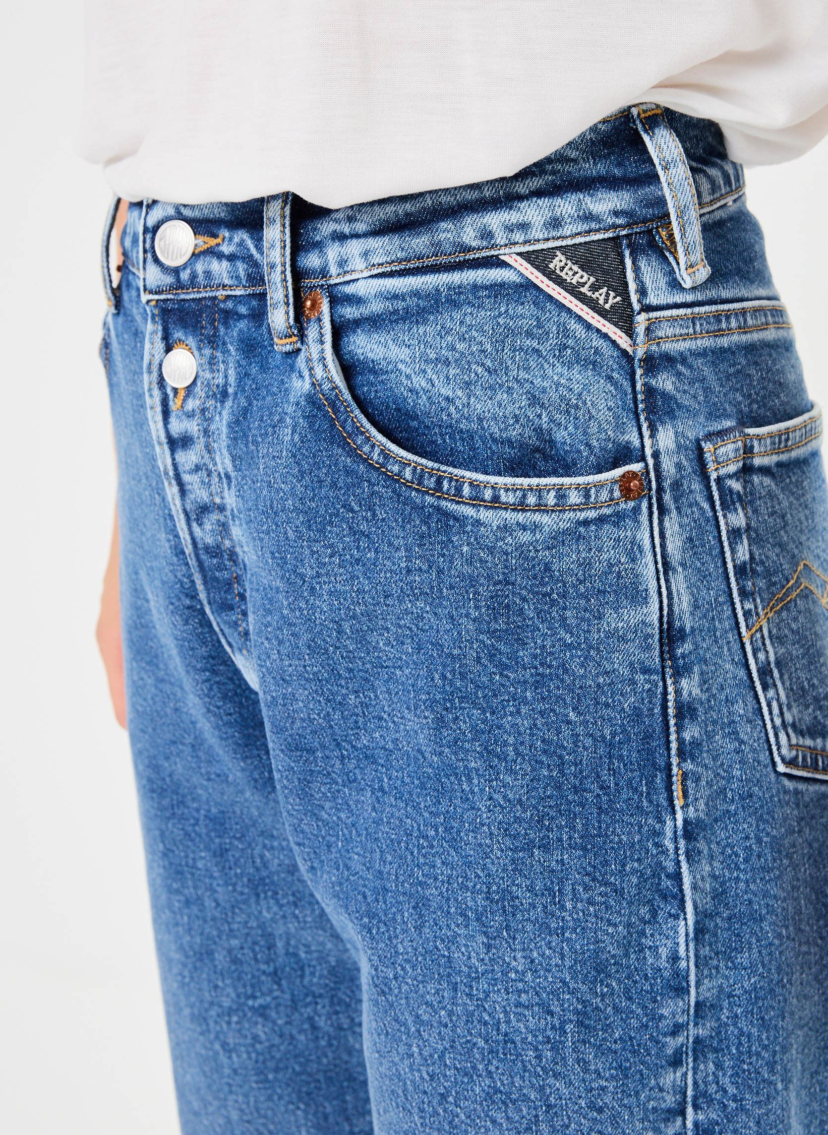 Wijde jeans / Flared Jeans Jean dames blauw Replay Wijde jeans / Flared Jeans Jean dames blauw Medium Blue