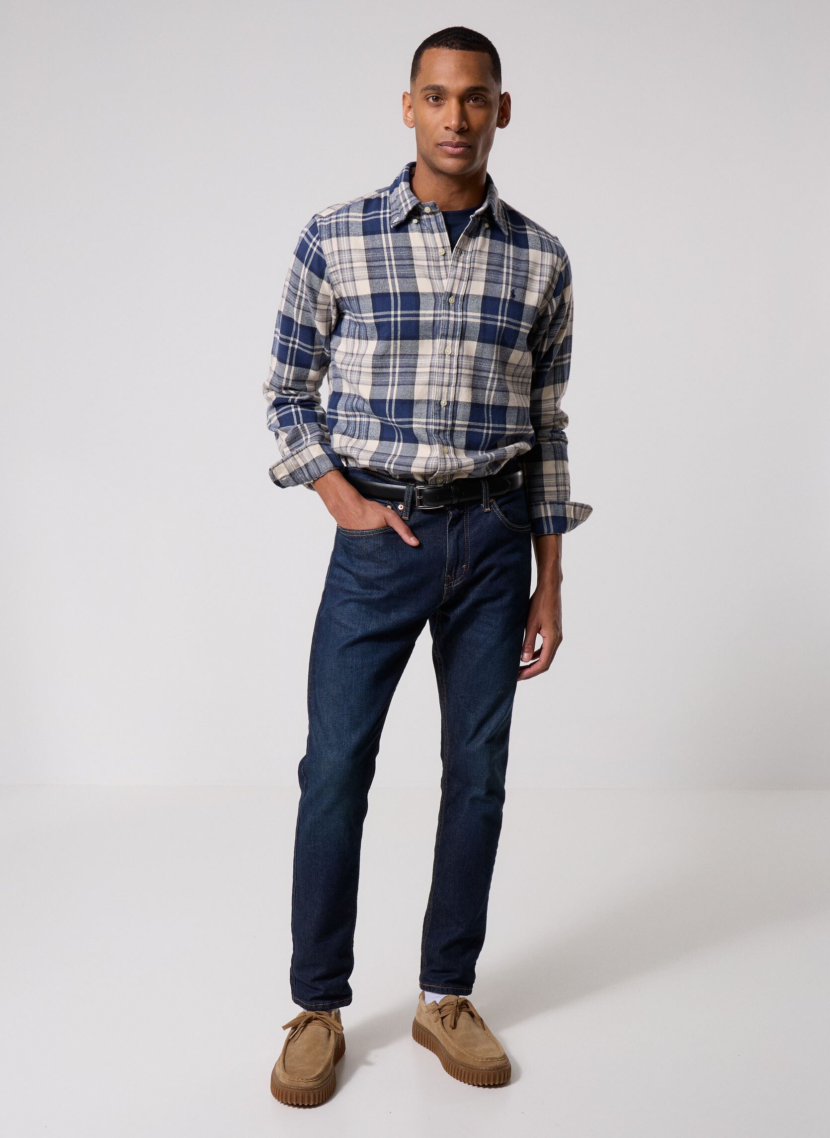 Chemises Cubdppcs-Long Sleeve-Sport Shirt 7109533 homme bleu Polo Ralph Lauren Chemises Cubdppcs-Long Sleeve-Sport Shirt 7109533 homme bleu 6553 Off White/Navy