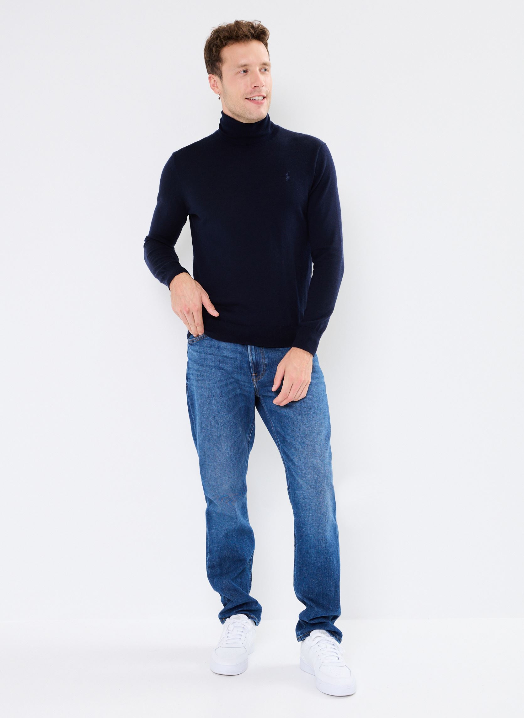 Truien Pull à col roulé en laine lavable 710946 heren blauw Polo Ralph Lauren Truien Pull à col roulé en laine lavable 710946 heren blauw HUNTER NAVY
