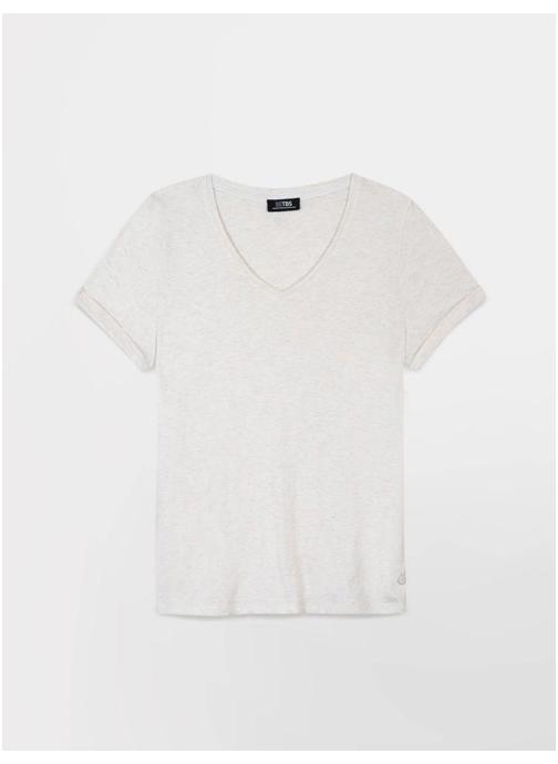 TBS Tee-shirts Polo Manches courtes avec revers ADINATEE ARCTIQUE femme blanc
