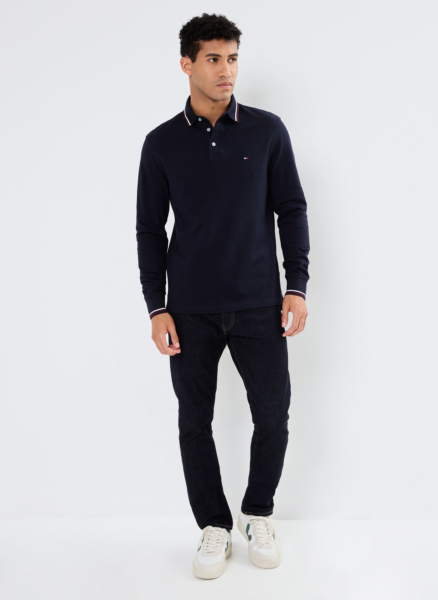 Polos L/S Tipped Slim Fit MW0MW33191 homme bleu Tommy Hilfiger Polos L/S Tipped Slim Fit MW0MW33191 homme bleu NAVY BLUE