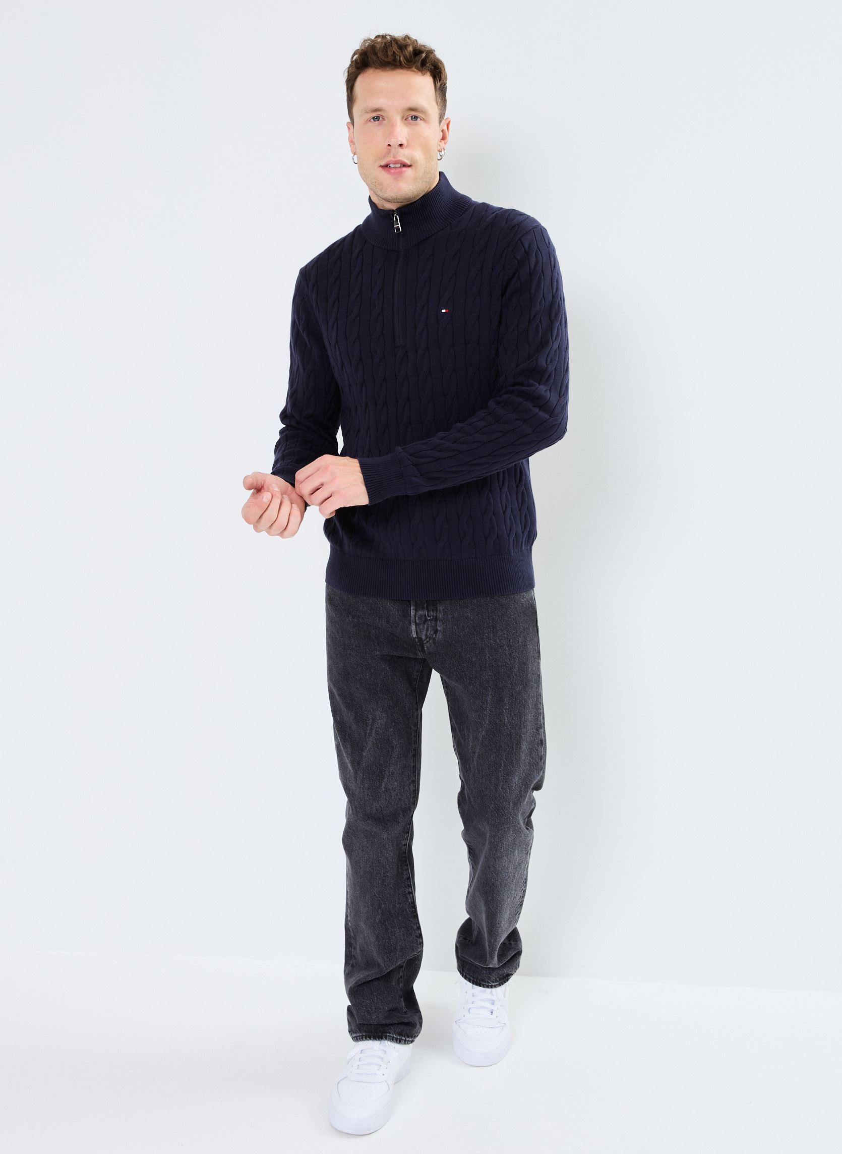 Pulls Classic Cotton Cable MW0MW36532 homme bleu Tommy Hilfiger Pulls Classic Cotton Cable MW0MW36532 homme bleu NAVY BLUE
