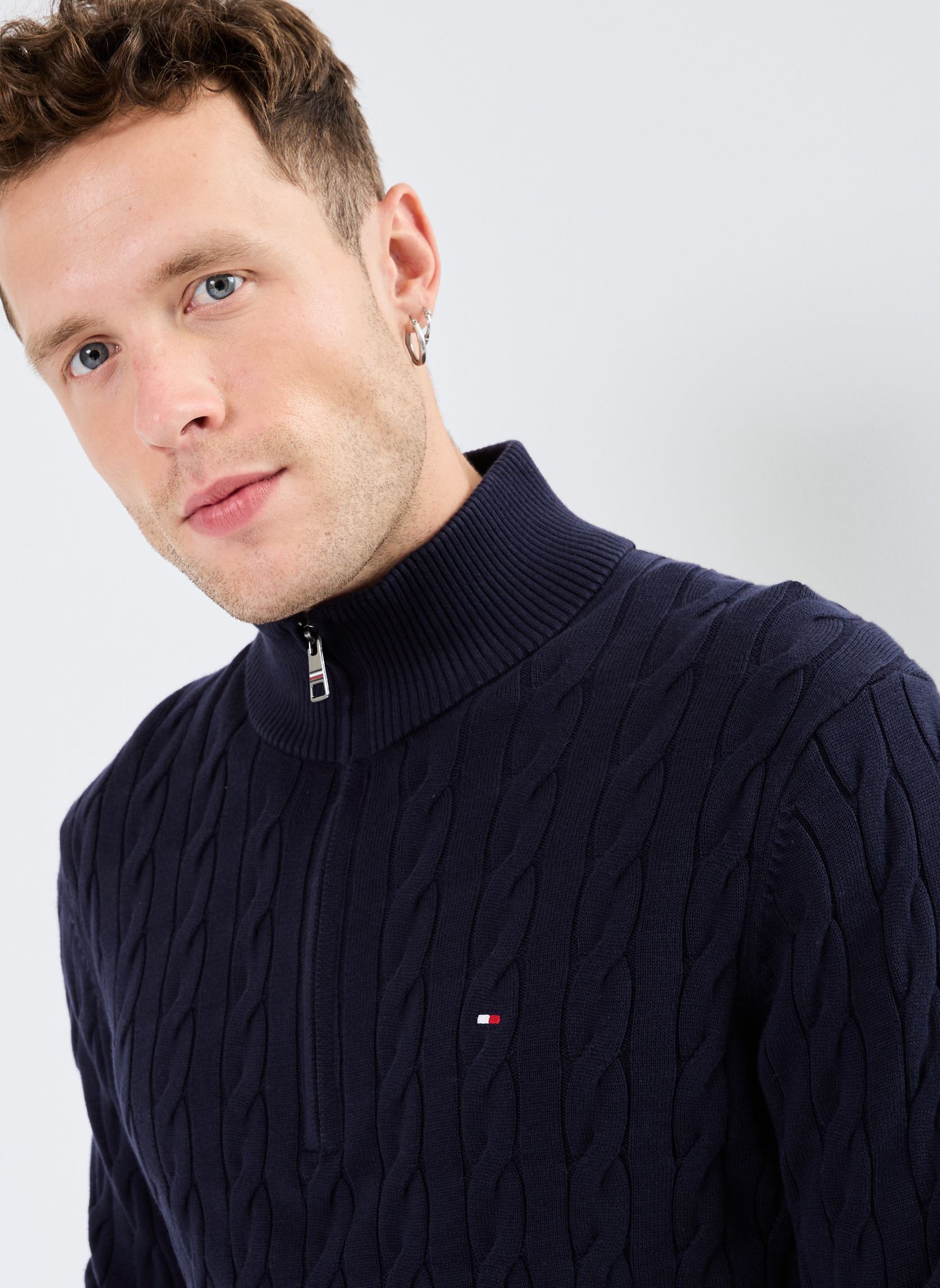 Pulls Classic Cotton Cable MW0MW36532 homme bleu Tommy Hilfiger Pulls Classic Cotton Cable MW0MW36532 homme bleu NAVY BLUE