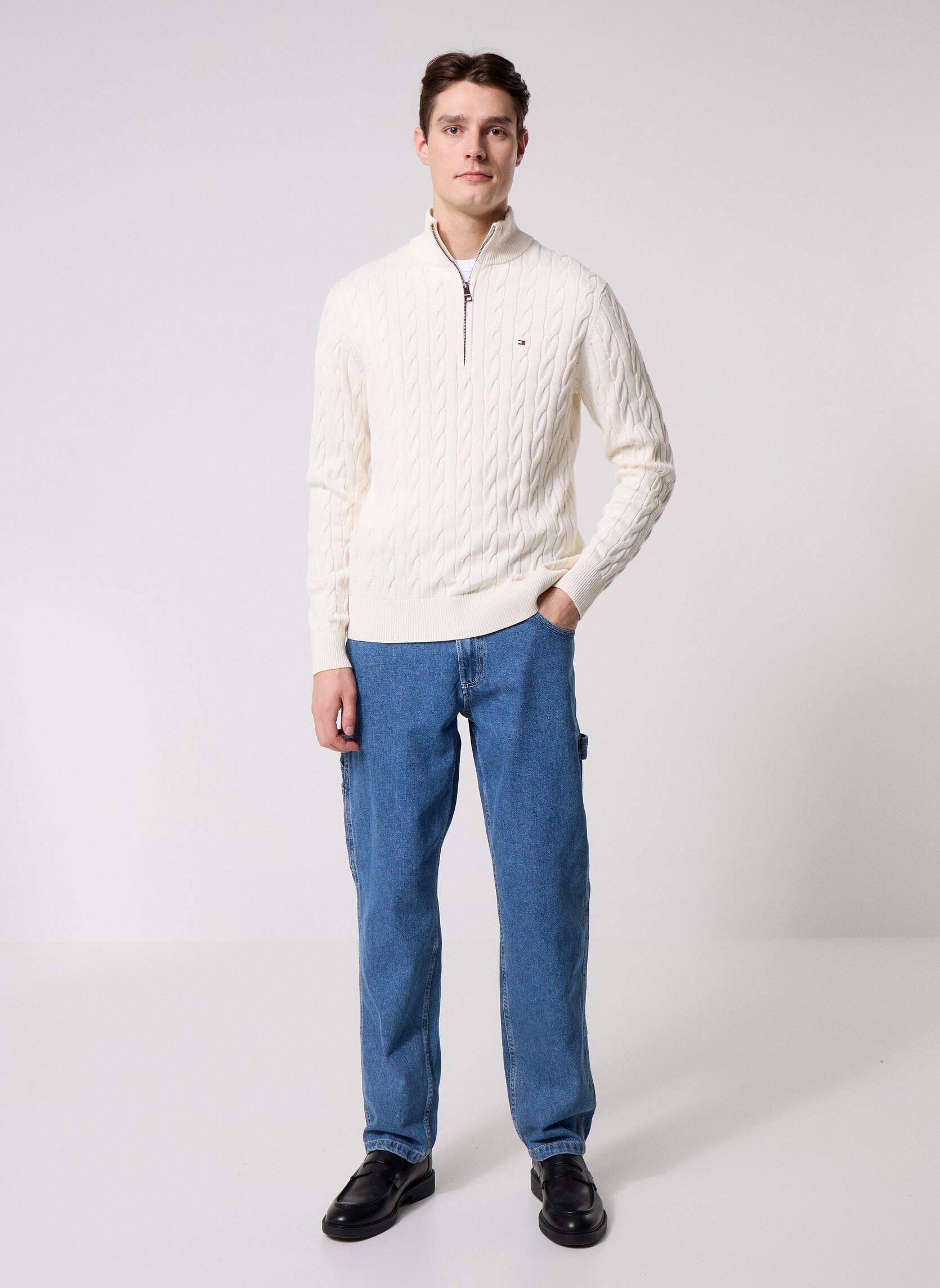 Pulls Classic Cotton Cable MW0MW36532 homme beige Tommy Hilfiger Pulls Classic Cotton Cable MW0MW36532 homme beige IVORY PETAL