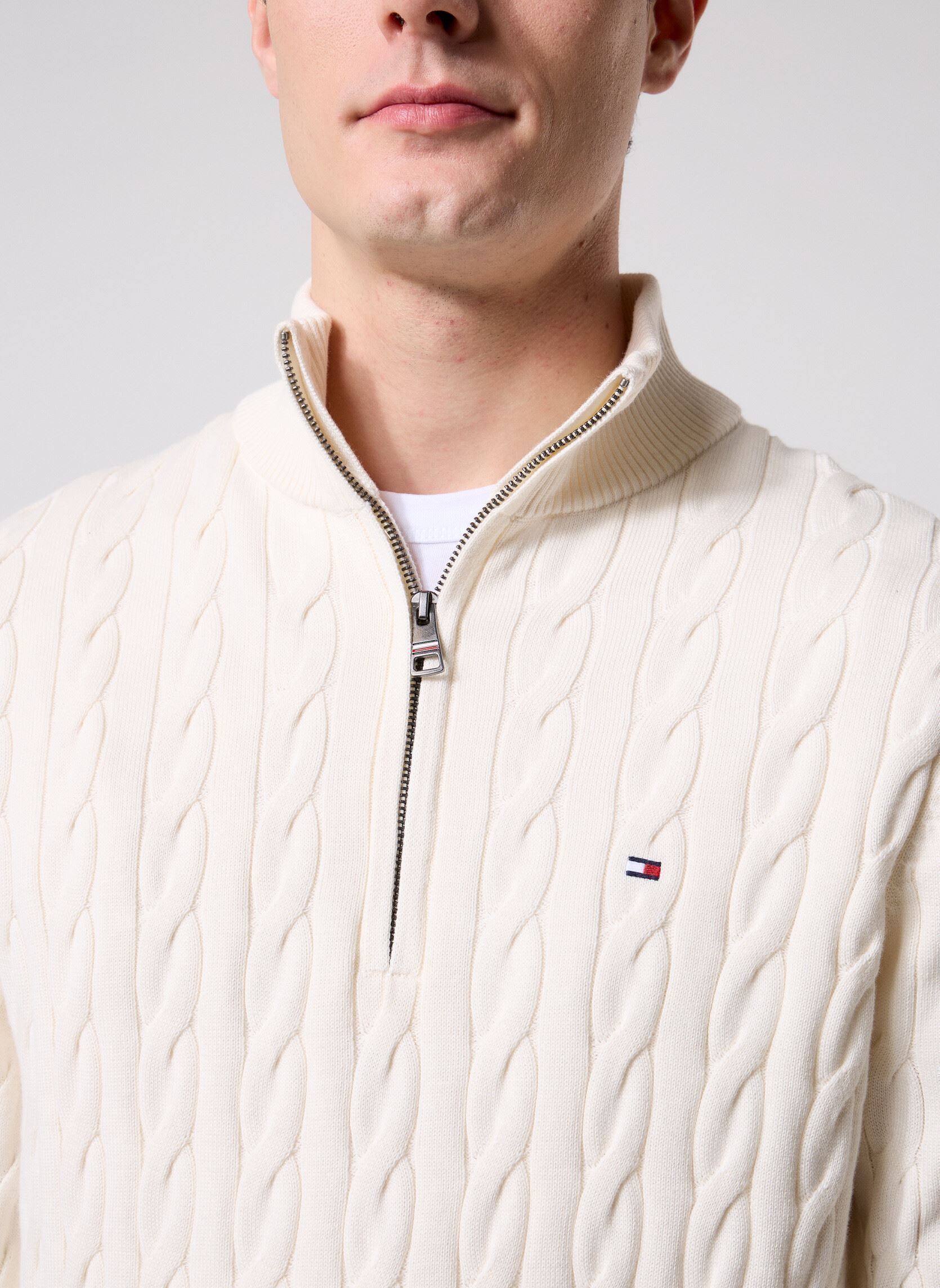 Pulls Classic Cotton Cable MW0MW36532 homme beige Tommy Hilfiger Pulls Classic Cotton Cable MW0MW36532 homme beige IVORY PETAL