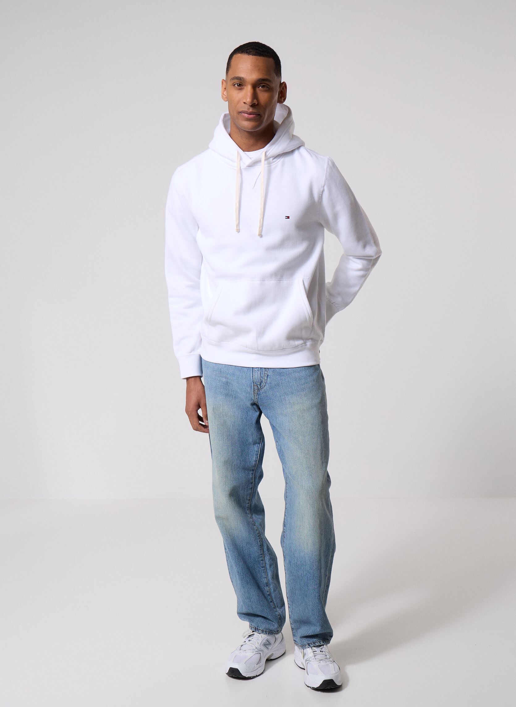 Sweats à capuche Essential Fleece Hoo MW0MW37230 homme blanc Tommy Hilfiger Sweats à capuche Essential Fleece Hoo MW0MW37230 homme blanc WHITE