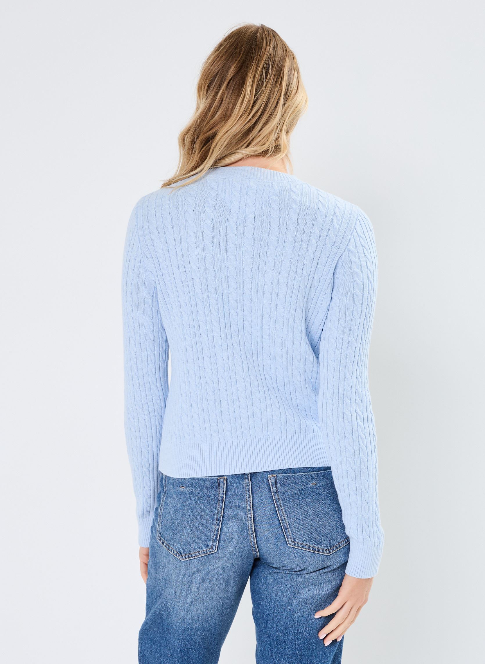 Maglioni Tjw Cable Essential DW0DW18683 donna blu Tommy Jeans Maglioni Tjw Cable Essential DW0DW18683 donna blu BLUE DSC