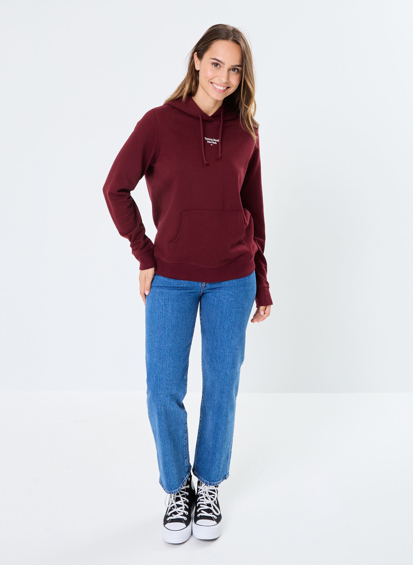Hoodies Tjw Essential Logo 2 DW0DW19712 dames bordeaux Tommy Jeans Hoodies Tjw Essential Logo 2 DW0DW19712 dames bordeaux PURPLE