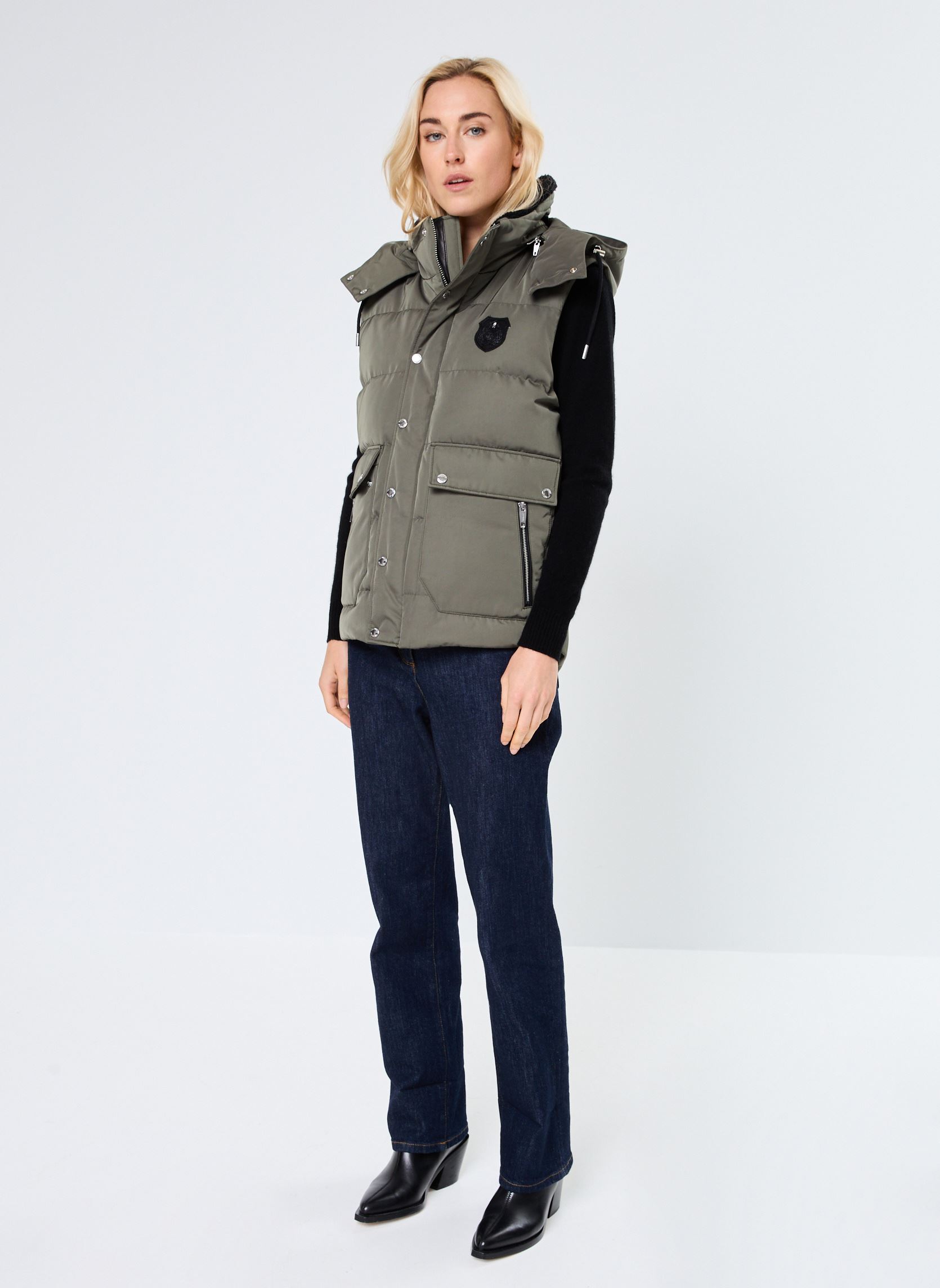Doudounes sans manches HDOU29012K femme vert The Kooples Doudounes sans manches HDOU29012K femme vert GRN09