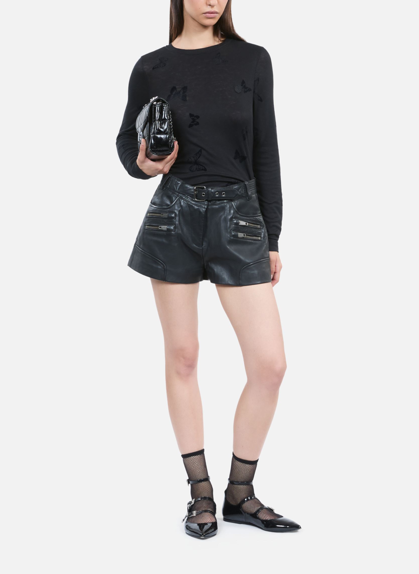 Langarm-T-Shirts FTSL29028K damen schwarz The Kooples Langarm-T-Shirts FTSL29028K damen schwarz BLA01