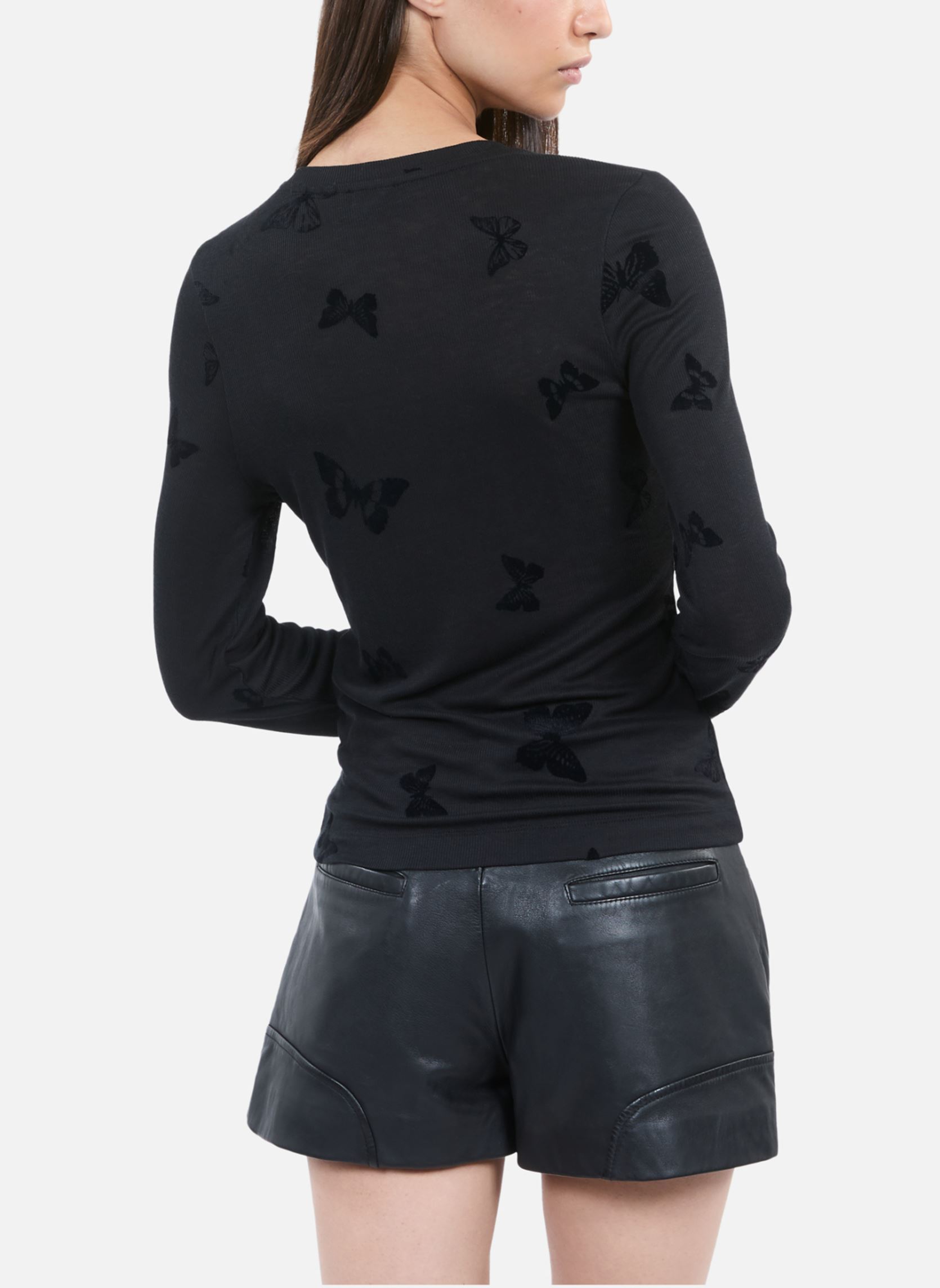 Langarm-T-Shirts FTSL29028K damen schwarz The Kooples Langarm-T-Shirts FTSL29028K damen schwarz BLA01