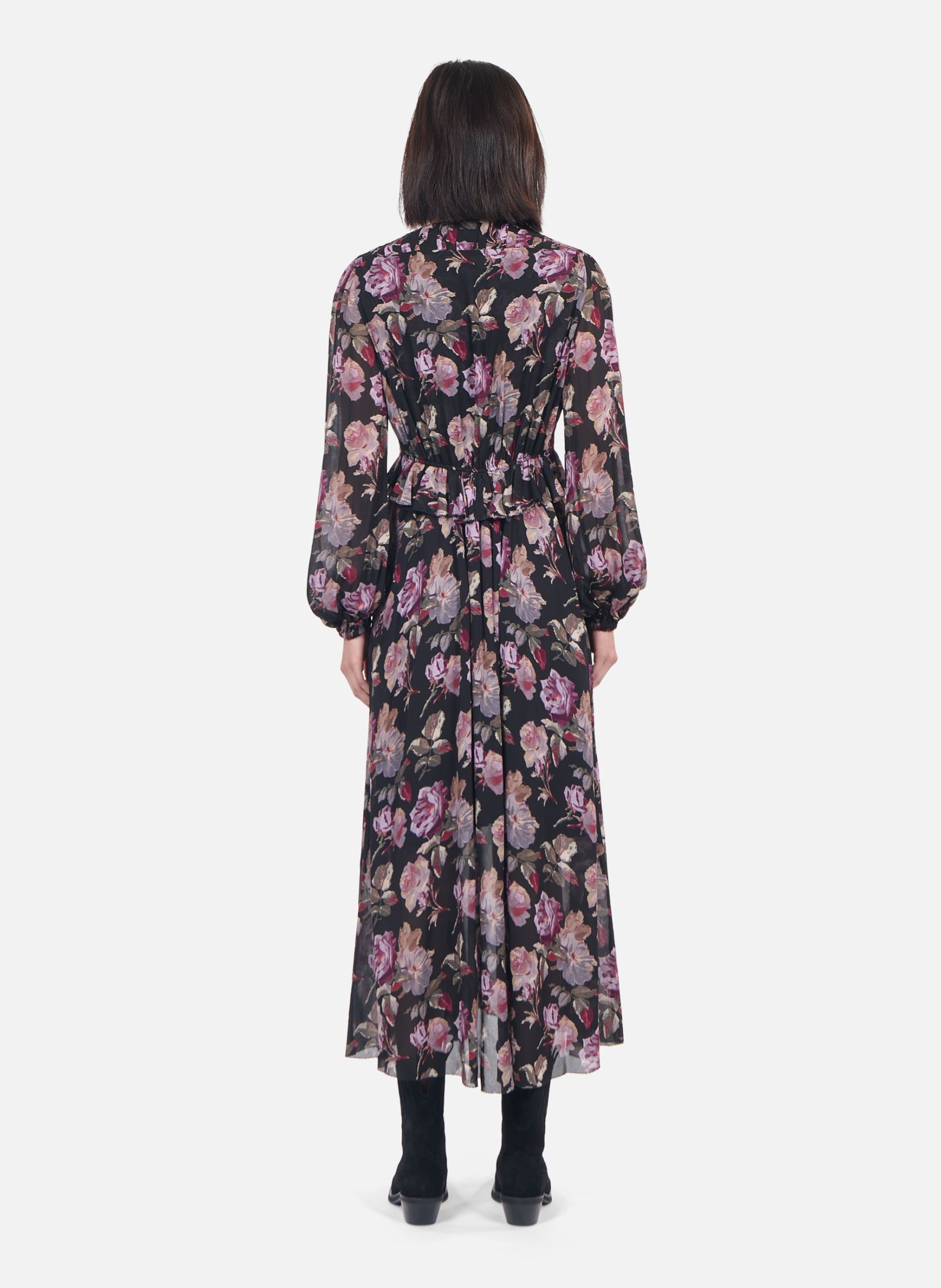 Robes longues FROB29079K femme noir The Kooples Robes longues FROB29079K femme noir BLA59