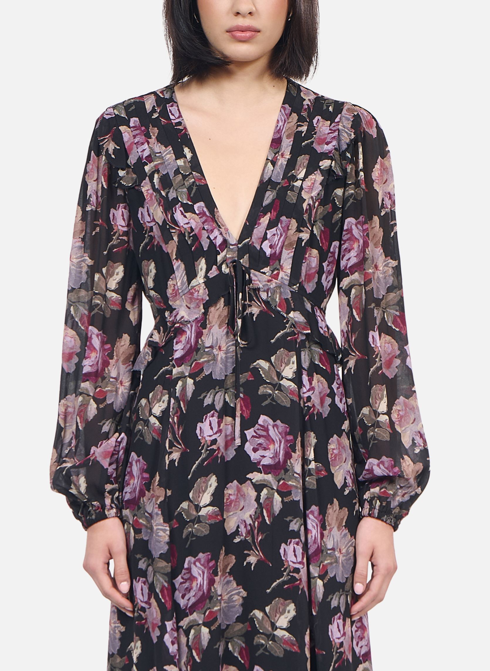 Robes longues FROB29079K femme noir The Kooples Robes longues FROB29079K femme noir BLA59