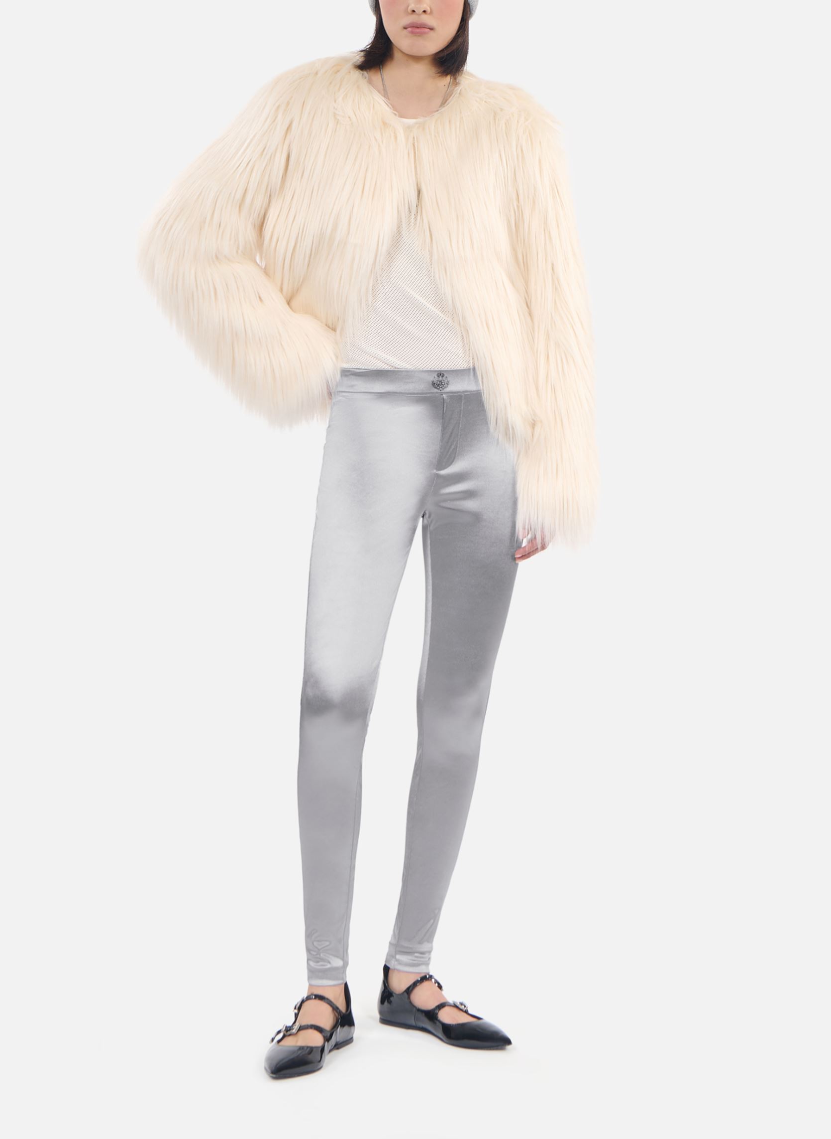 Bas de jogging Pantalon de survêtement - FJOG29017K femme argent The Kooples Bas de jogging Pantalon de survêtement - FJOG29017K femme argent SIL06