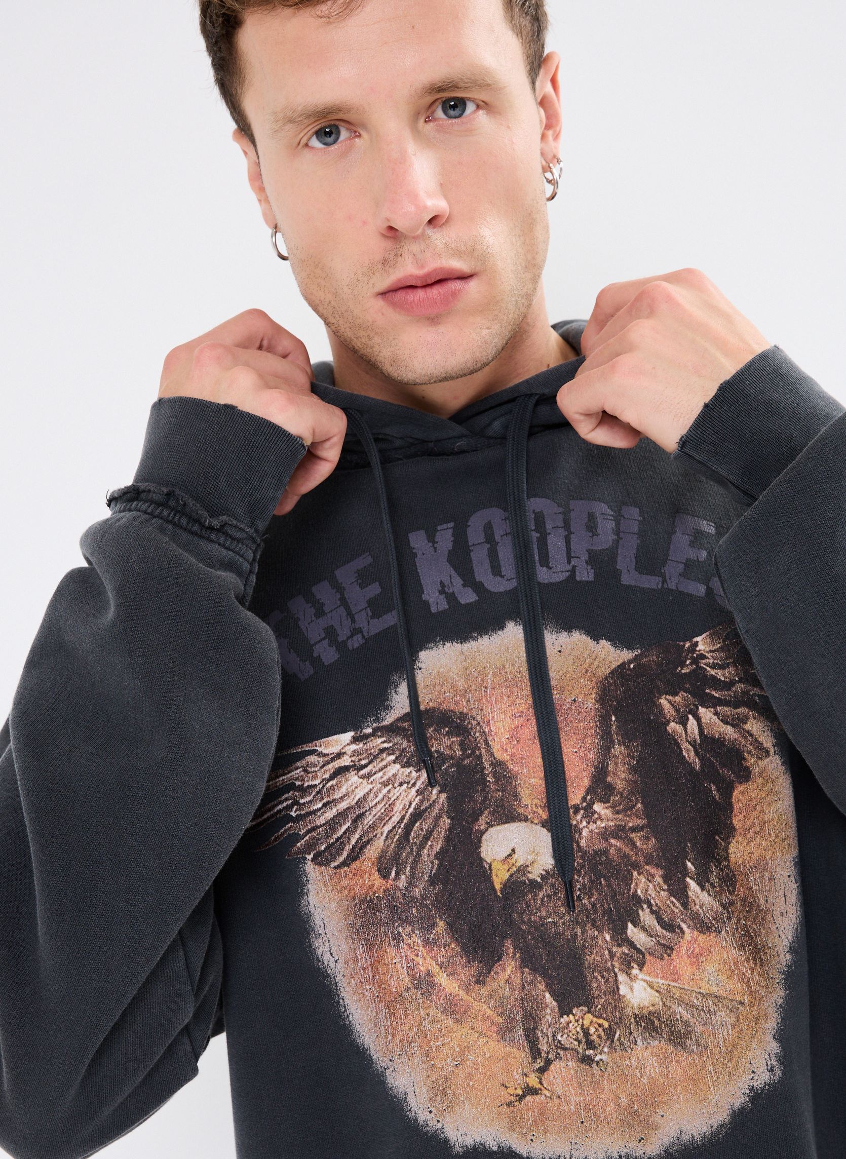 Sweats à capuche HSWE29023K homme noir The Kooples Sweats à capuche HSWE29023K homme noir BLA55