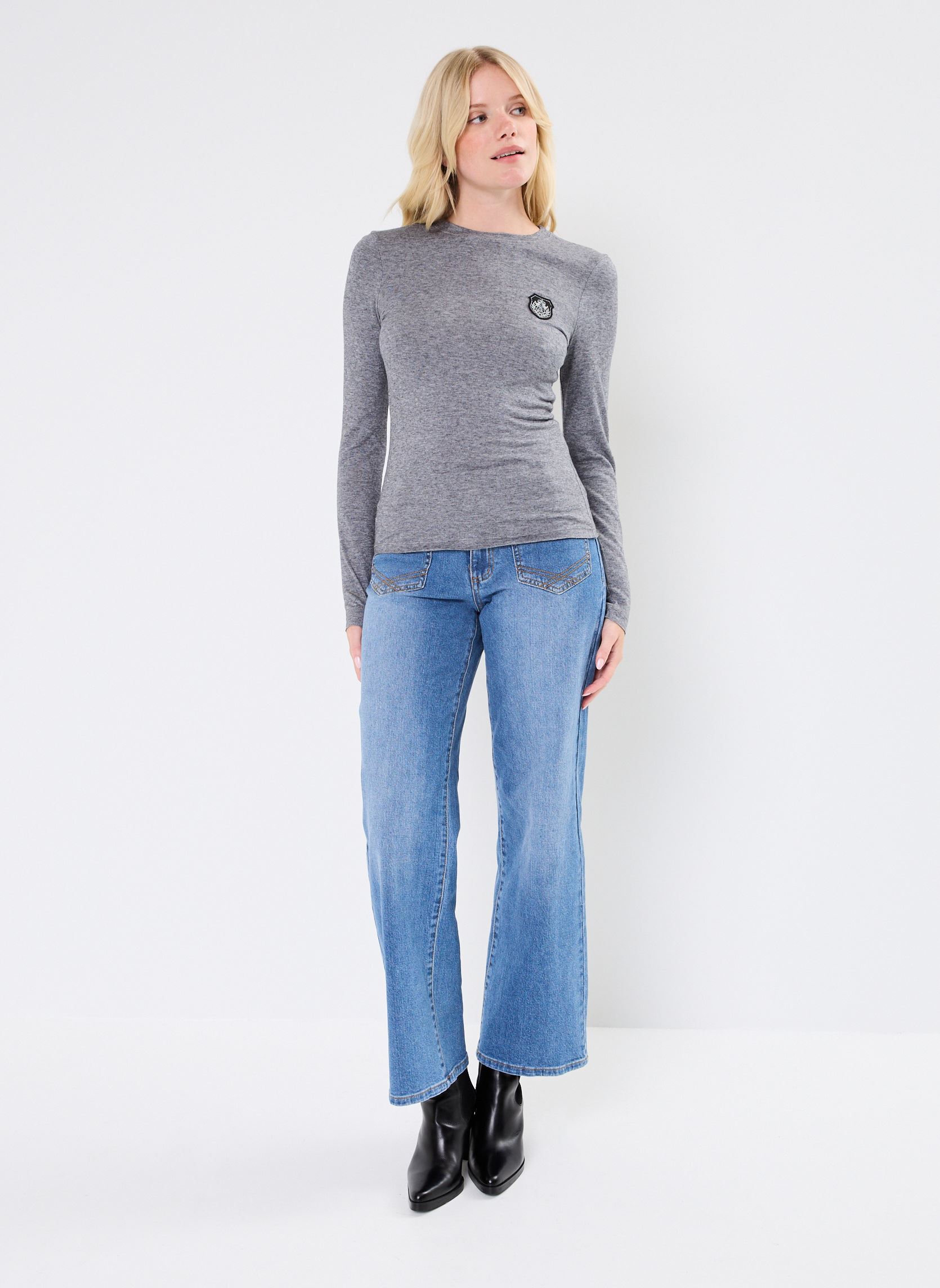 Tee-shirts manches longues FTSL29012K femme gris The Kooples Tee-shirts manches longues FTSL29012K femme gris GRY23