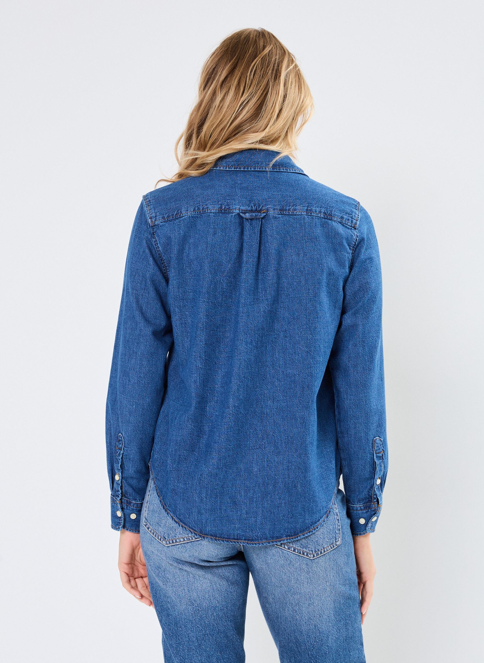 Chemises manches longues Reg Denim Shirt femme bleu GANT Chemises manches longues Reg Denim Shirt femme bleu INDIGO