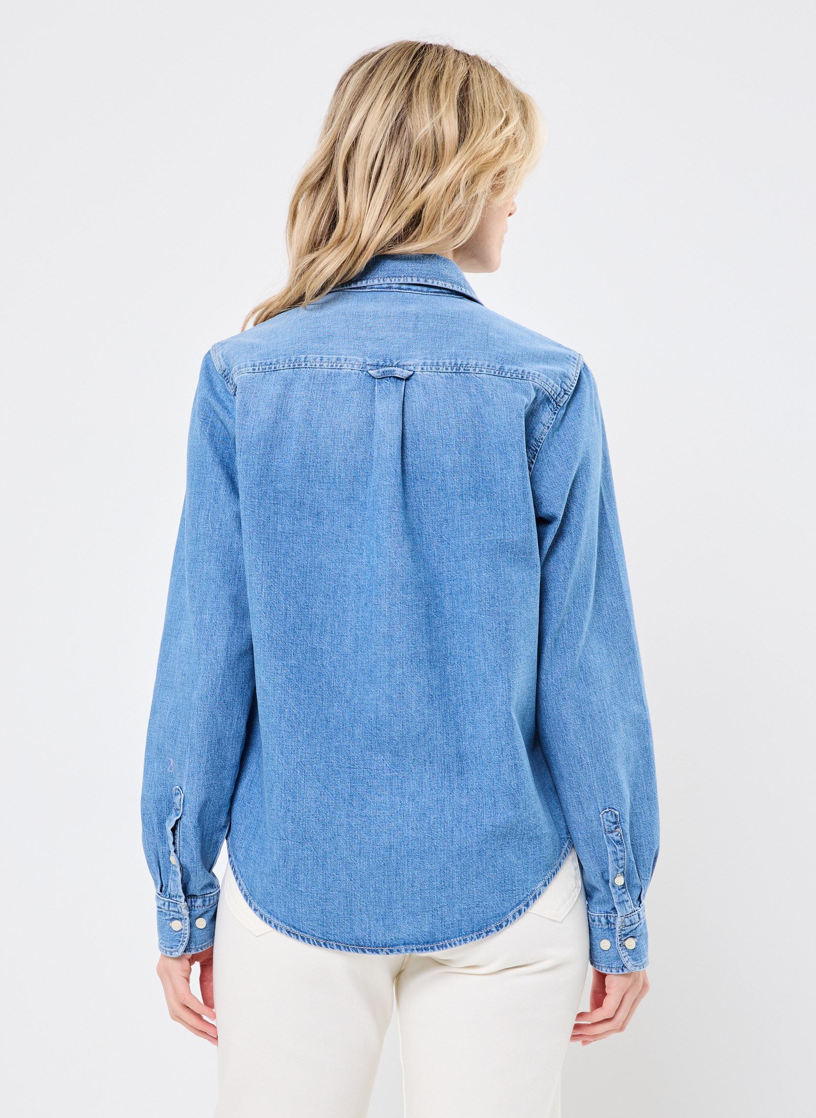 Chemises manches longues Reg Denim Shirt femme bleu GANT Chemises manches longues Reg Denim Shirt femme bleu INDIGO DELAVE FORT
