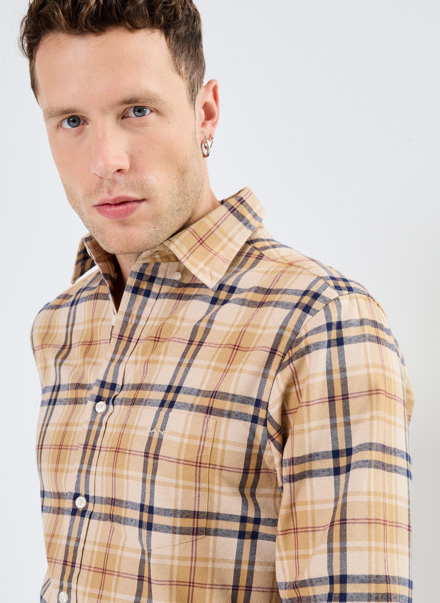 Camicie Reg Jaspe Flannel Plaid Shirt uomo marrone GANT Camicie Reg Jaspe Flannel Plaid Shirt uomo marrone BRONZE FONCE