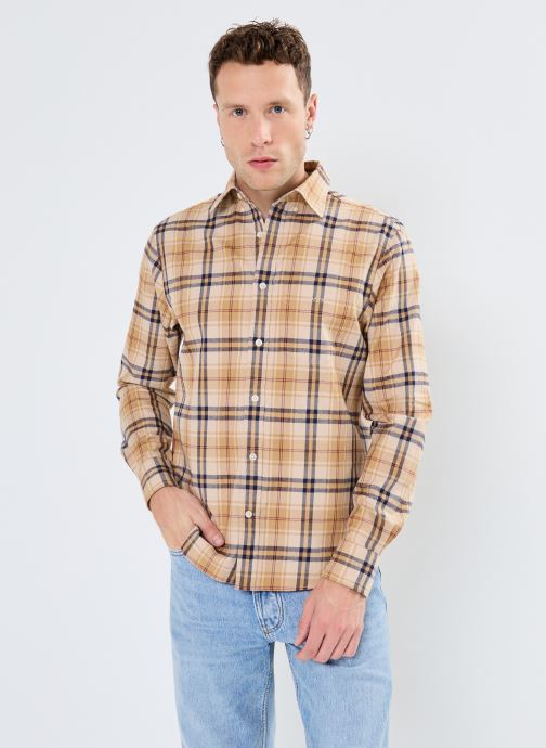 GANT Chemises Reg Jaspe Flannel Plaid Shirt homme marron