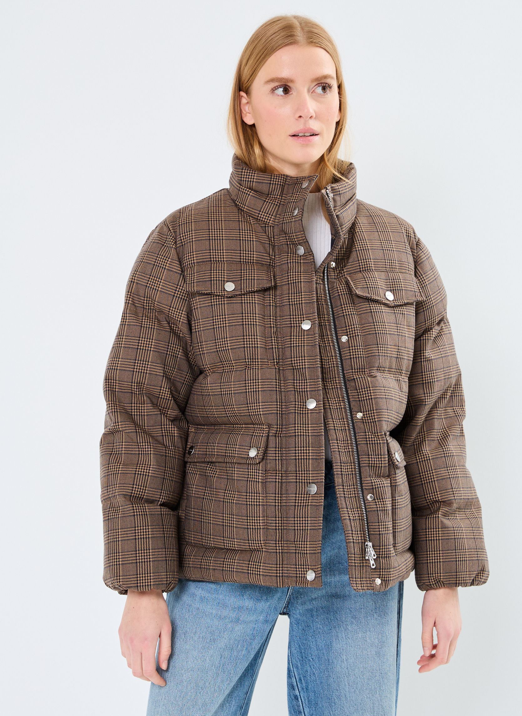 Gewatteerde jassen Padded Checked Jacket dames bruin GANT Gewatteerde jassen Padded Checked Jacket dames bruin NOIR