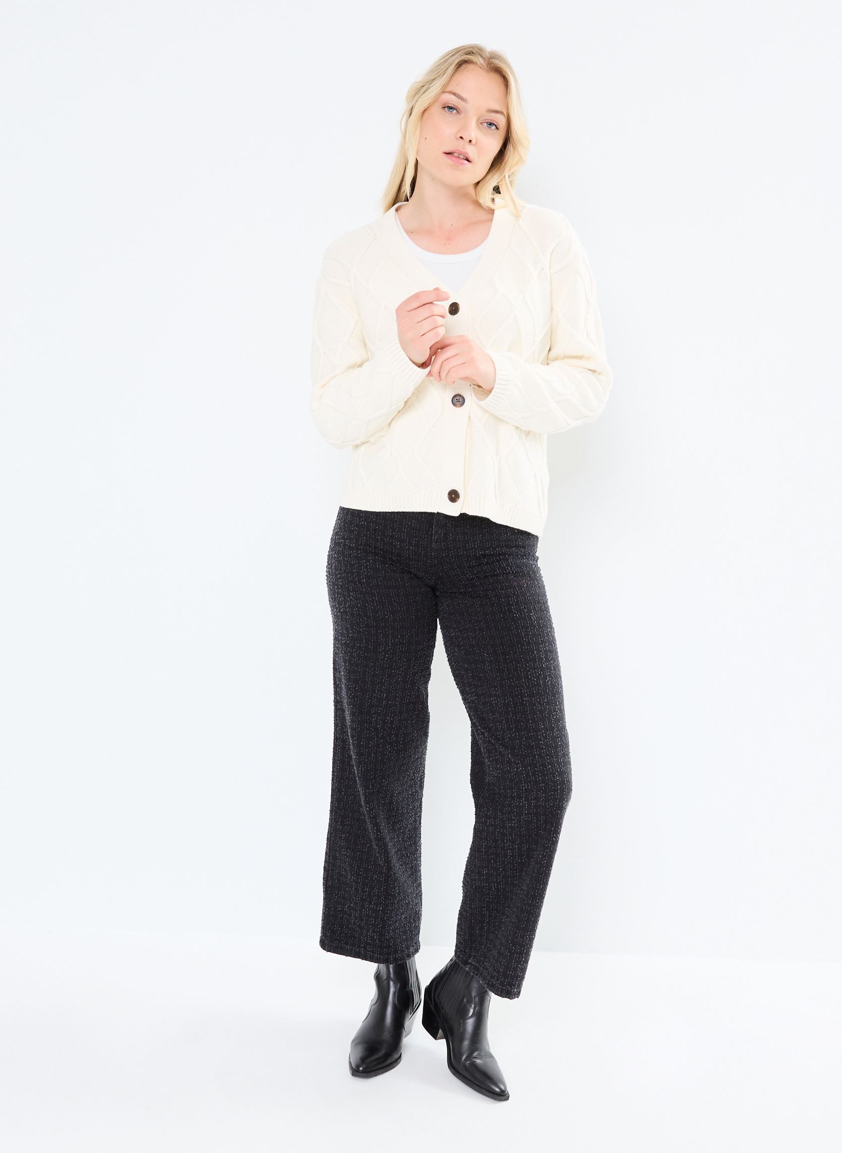 Vesten Textured Cardigan dames wit GANT Vesten Textured Cardigan dames wit CREME