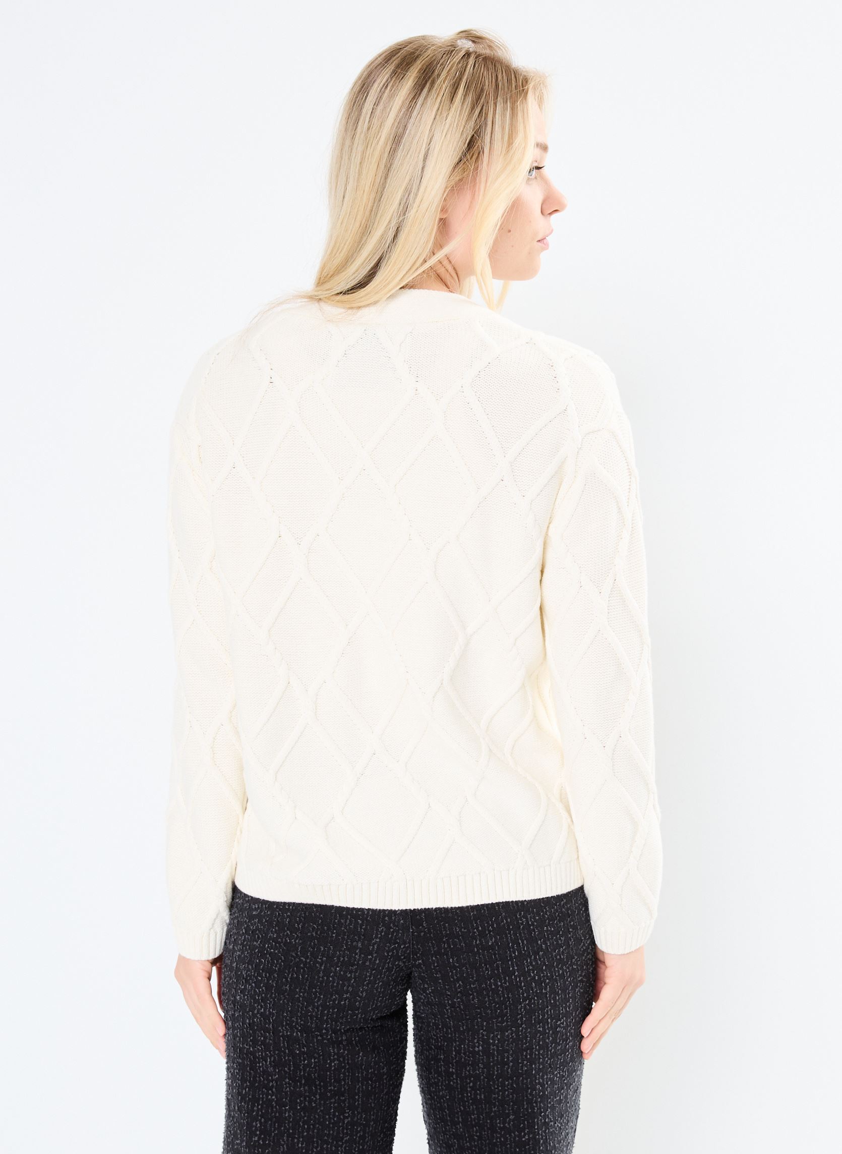 Vesten Textured Cardigan dames wit GANT Vesten Textured Cardigan dames wit CREME