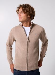 Gilets Superfine Lambswool Zip Cardigan homme beige