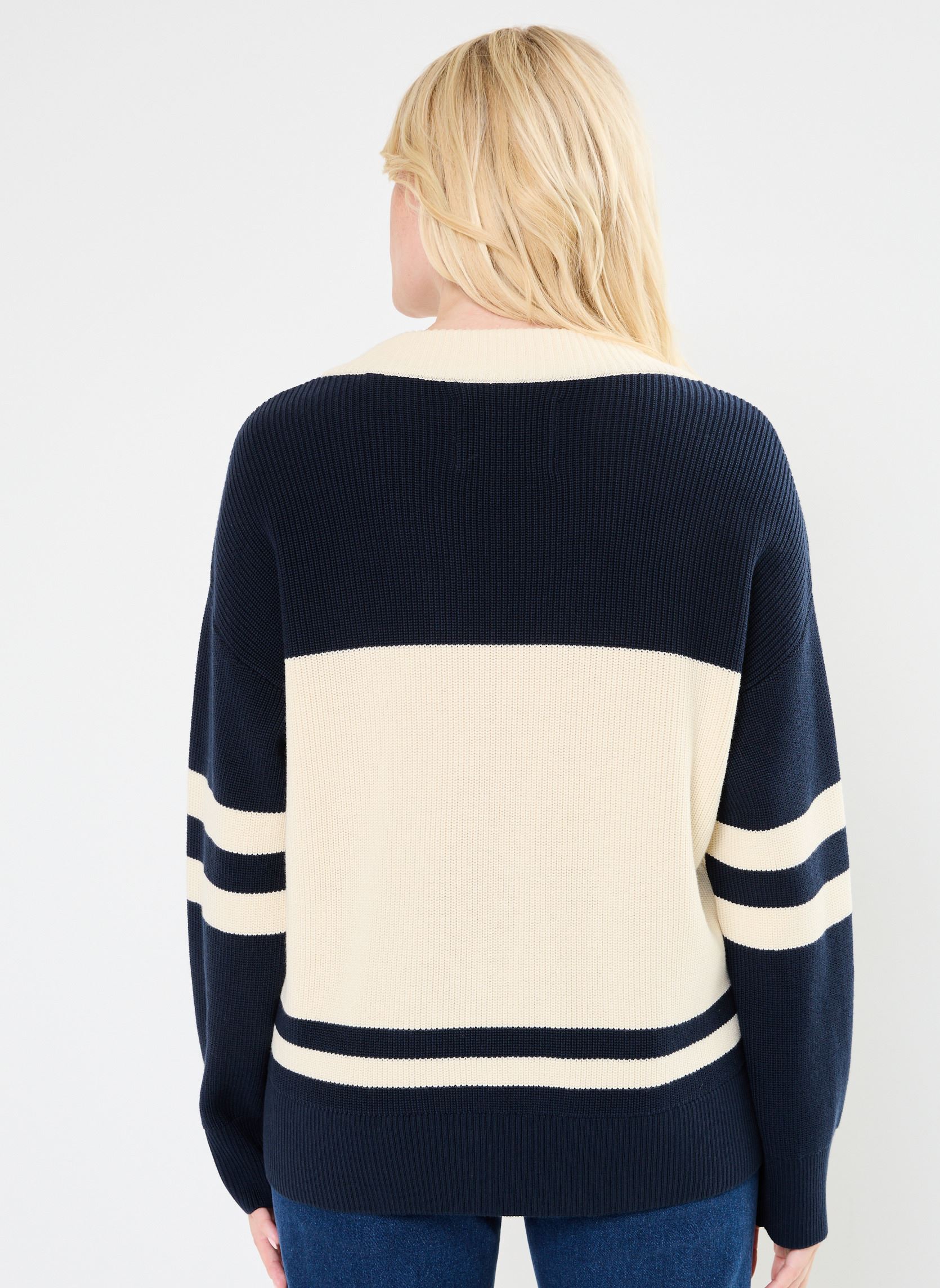 Truien Gant Varsity Cotton V-Neck dames blauw GANT Truien Gant Varsity Cotton V-Neck dames blauw BLEU NUIT