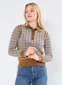 Pulls Houndstooth Jacquard Polo femme beige GANT Pulls Houndstooth Jacquard Polo femme beige OCRE BRULE