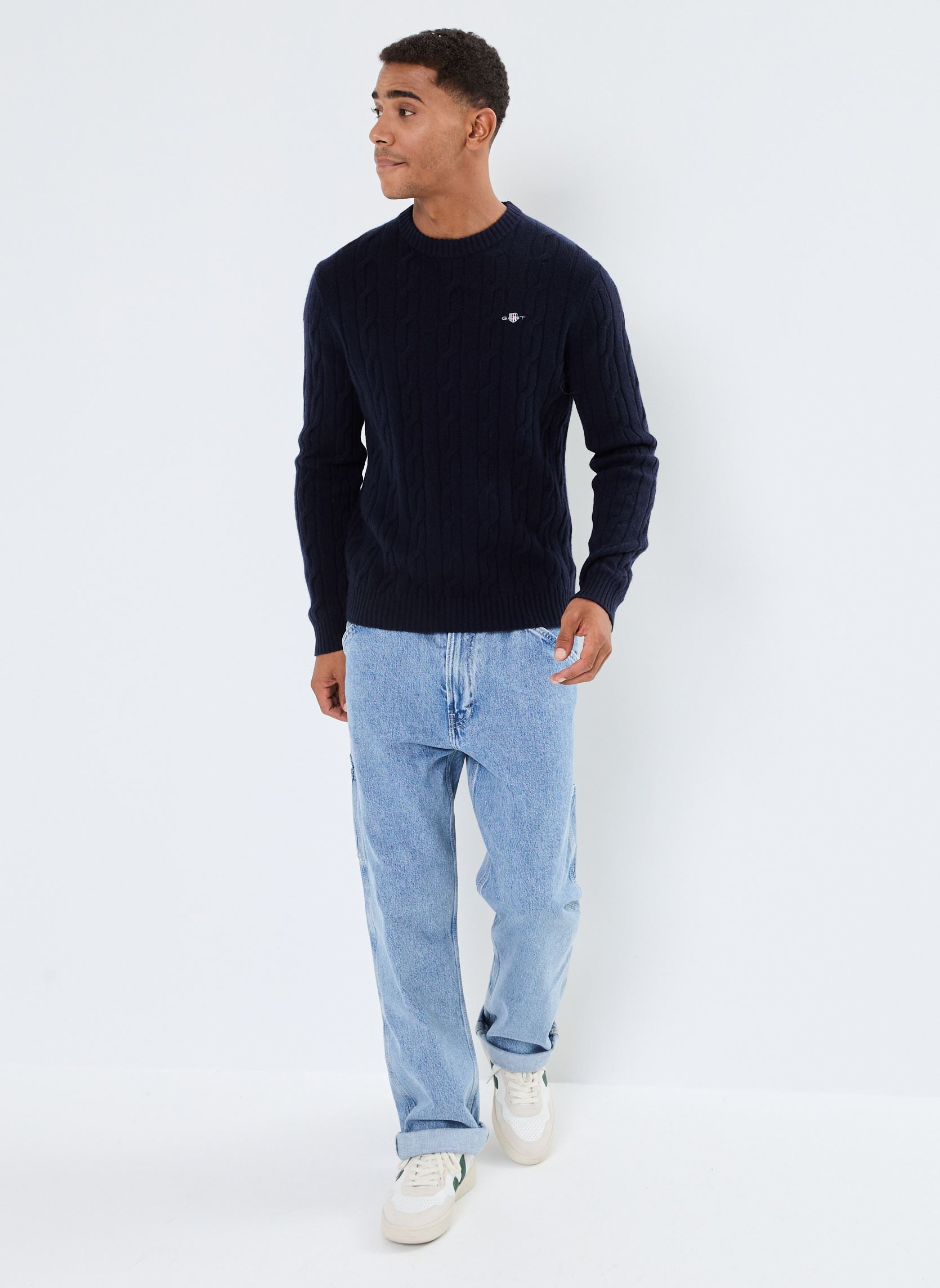 Maglioni Lambswool Cable C-Neck uomo blu GANT Maglioni Lambswool Cable C-Neck uomo blu BLEU NUIT