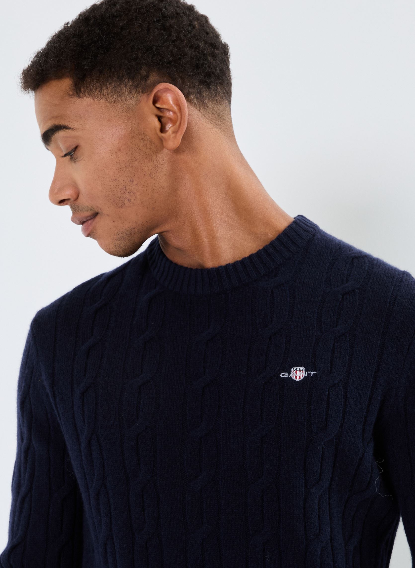 Maglioni Lambswool Cable C-Neck uomo blu GANT Maglioni Lambswool Cable C-Neck uomo blu BLEU NUIT