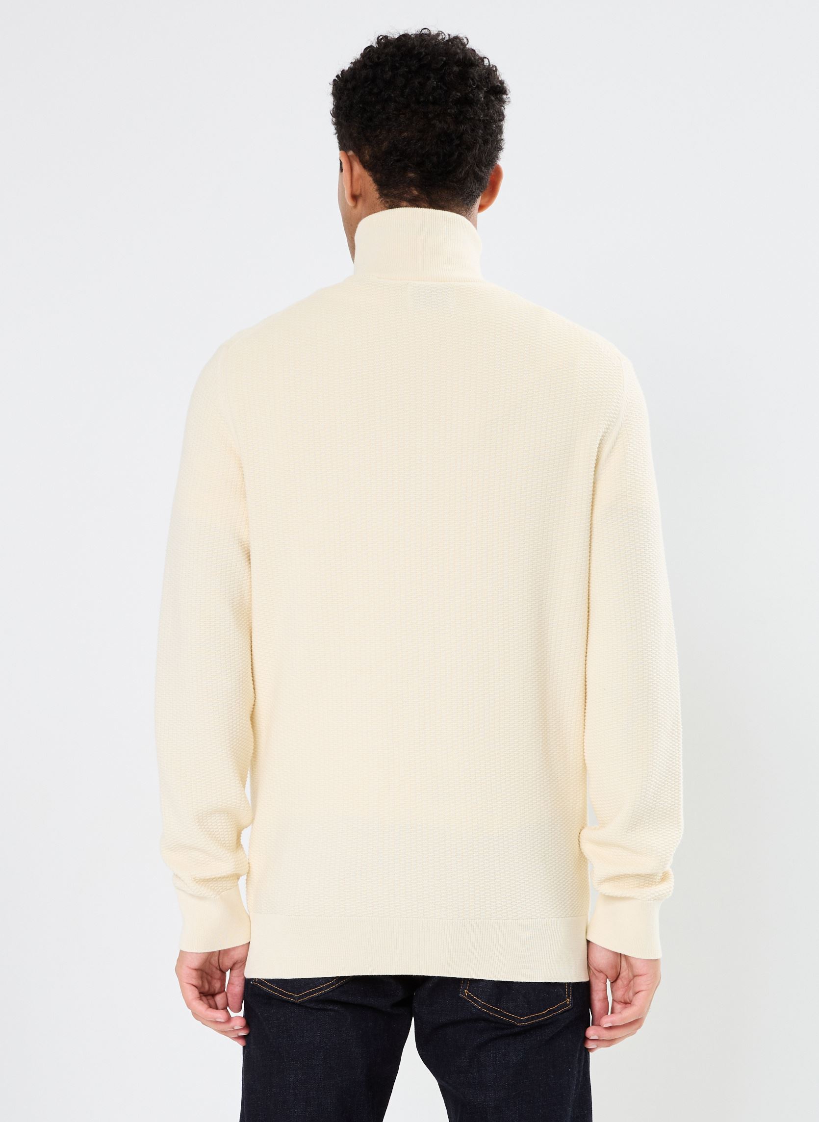 Pulls Cotton Micro Textured Half Zip homme blanc GANT Pulls Cotton Micro Textured Half Zip homme blanc CREME