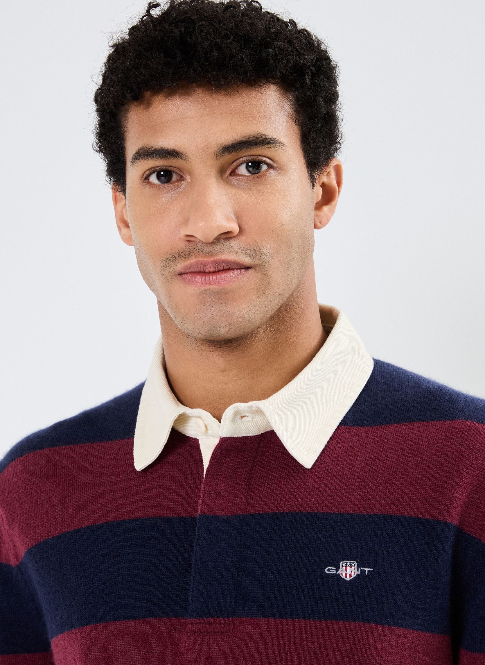 Pulls Extrafine Lambswool Striped Rugger homme bleu GANT Pulls Extrafine Lambswool Striped Rugger homme bleu MARINE