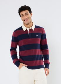 Pulls Extrafine Lambswool Striped Rugger homme bleu GANT Pulls Extrafine Lambswool Striped Rugger homme bleu MARINE