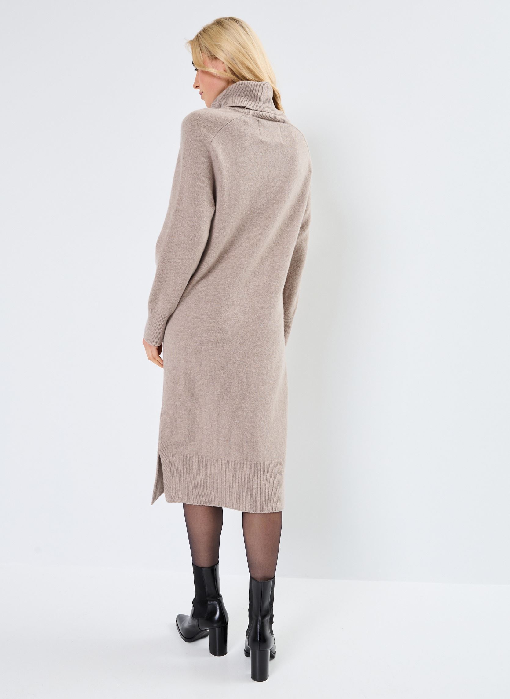 Robes longues Herringbone Detail Rollneck Dress femme beige GANT Robes longues Herringbone Detail Rollneck Dress femme beige GRIS CHAUD