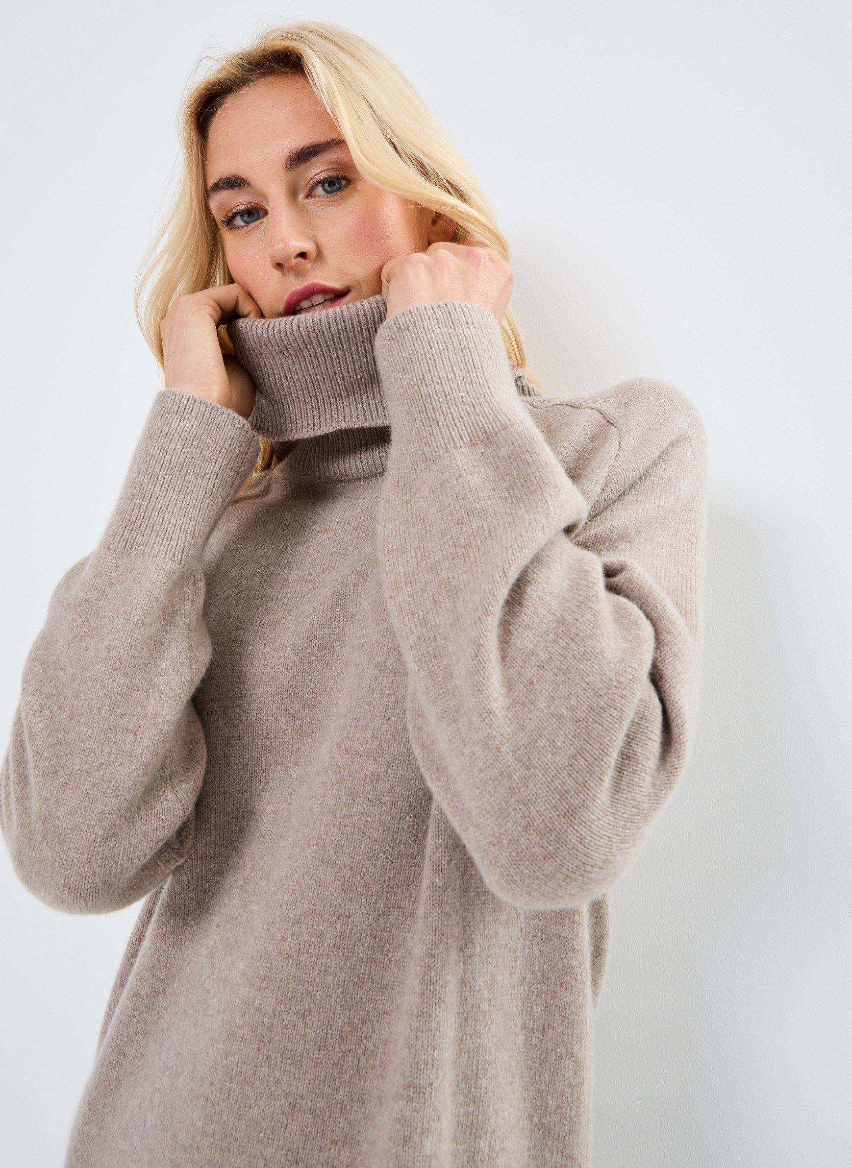 Robes longues Herringbone Detail Rollneck Dress femme beige GANT Robes longues Herringbone Detail Rollneck Dress femme beige GRIS CHAUD
