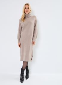 Robes longues Herringbone Detail Rollneck Dress femme beige